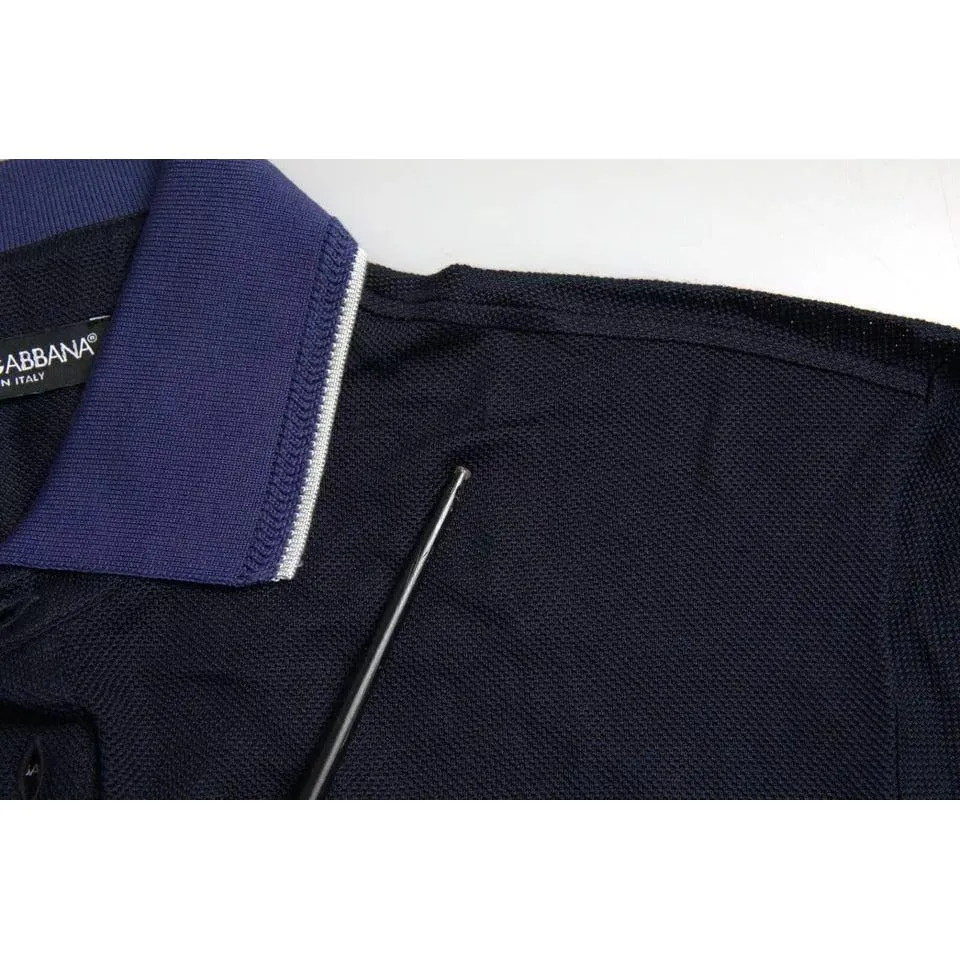 Dolce & Gabbana Navy Blue Collared Short Sleeve Polo T-shirt