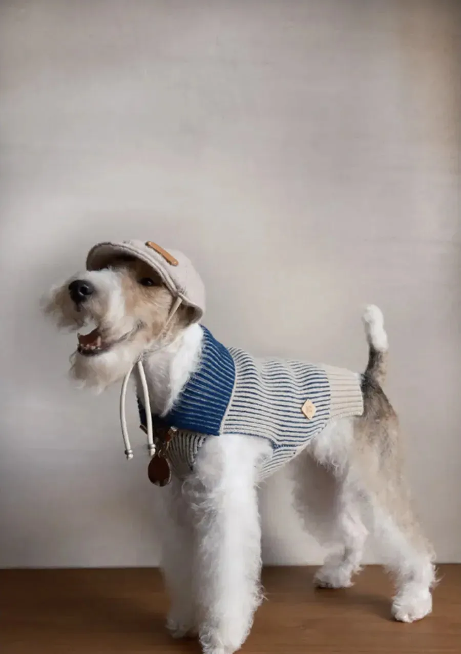 Double-sided Merino Wool Stripe Dog Jumper