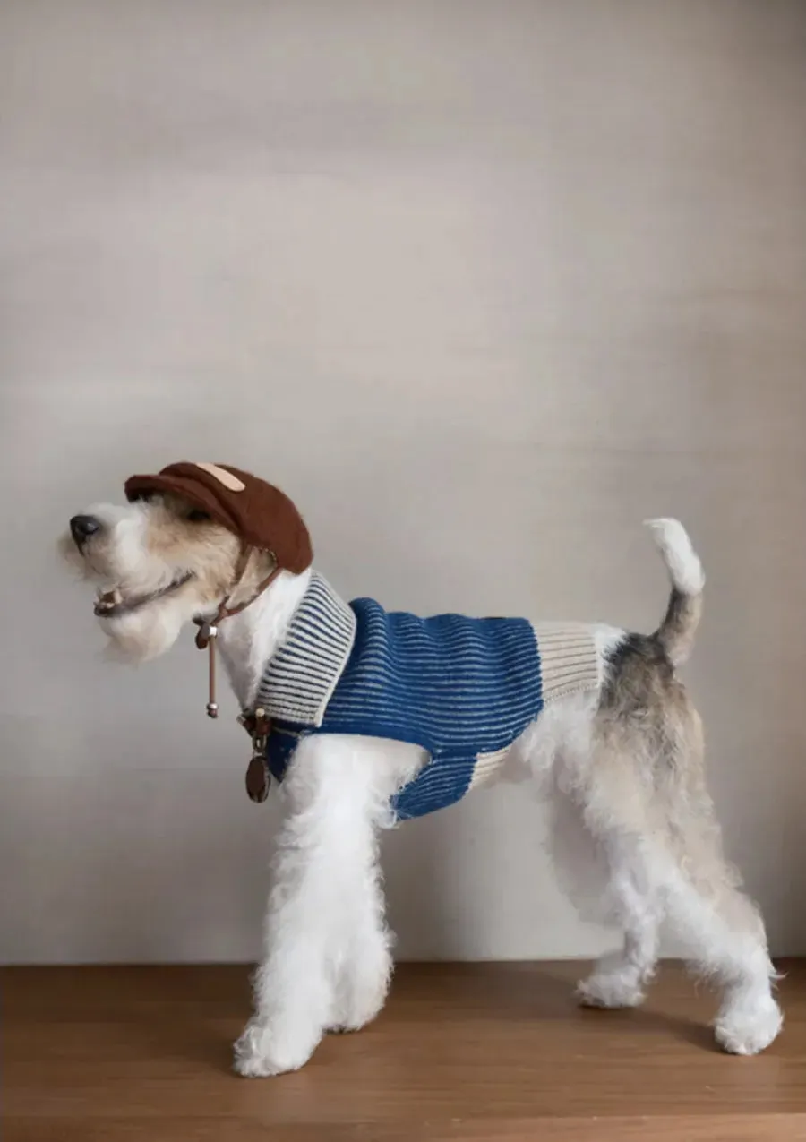 Double-sided Merino Wool Stripe Dog Jumper