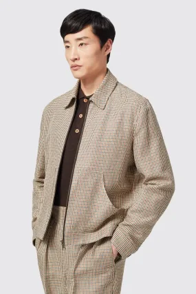 Dover Tailored Fit Neutral Puppytooth Cotton Co-ord Jacket - ARCHIVE