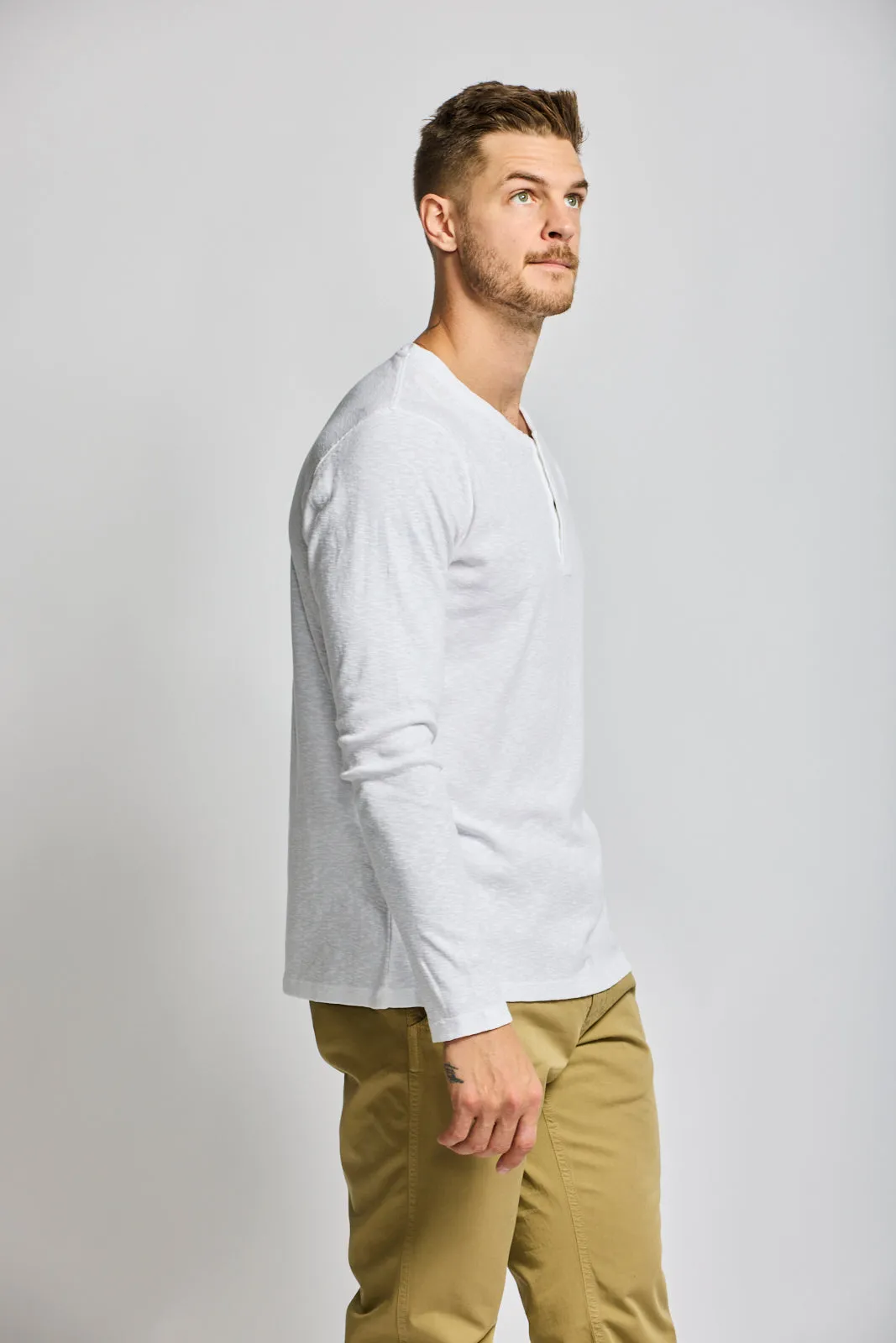 Easy Mondays LS Henley Slub White