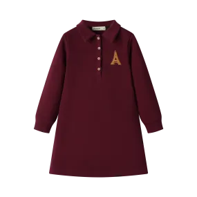 eiffel tower polo dress - burgundy