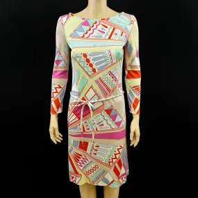 Emilio Pucci Pastel Silk Jersey Dress Star Belt Size 42 | 8