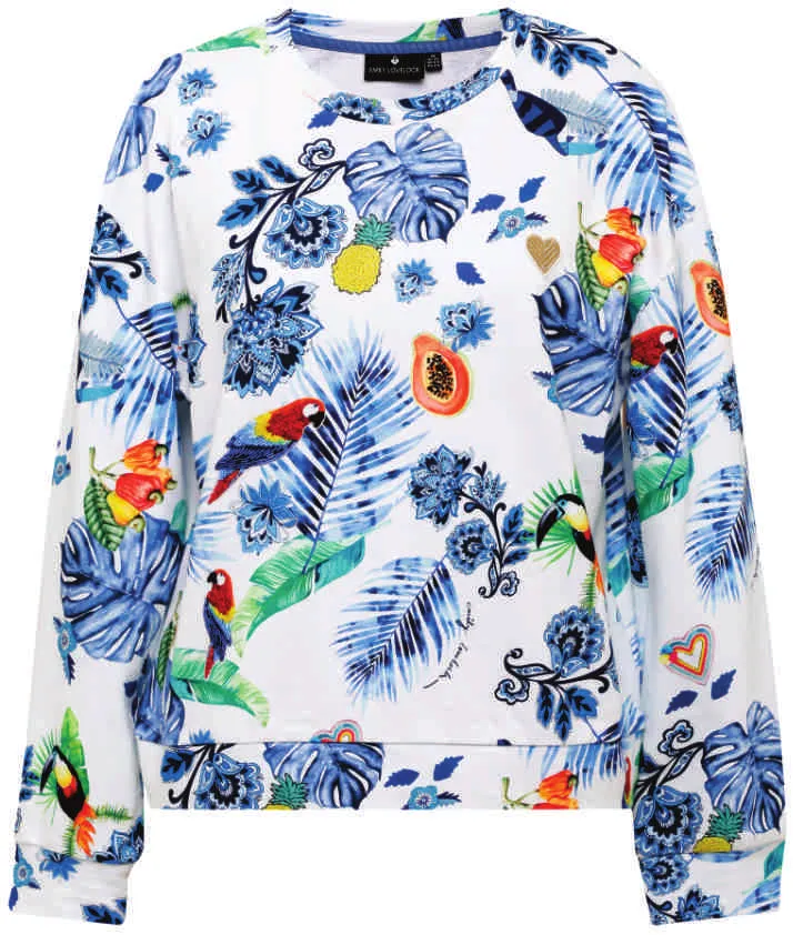 Emily Lovelock White Bird Floral Sweatshirt