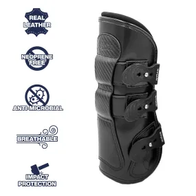 'Estrella' Carbon Leather Tendon Boots