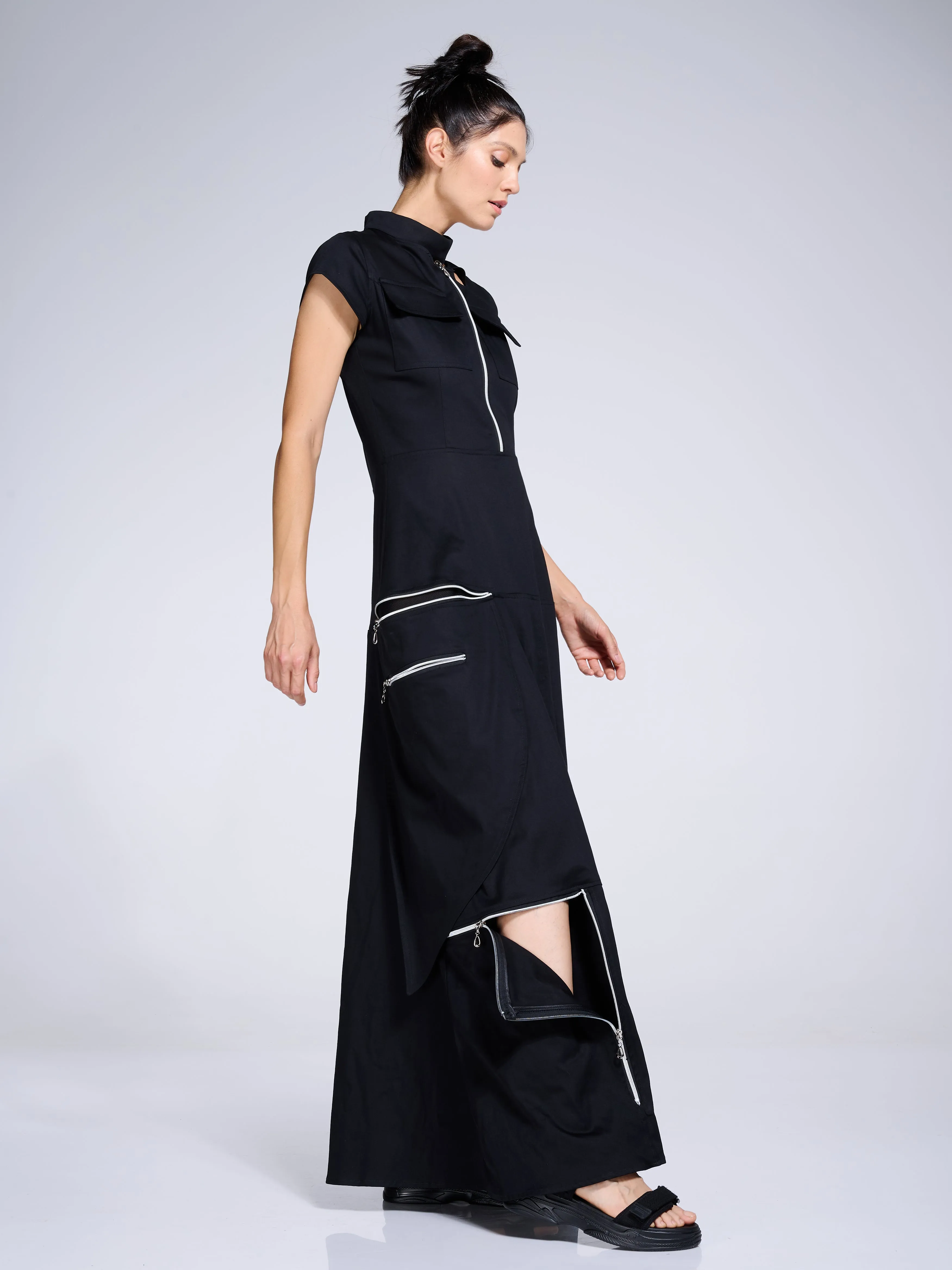 Extravagant Long Dress With Zippers