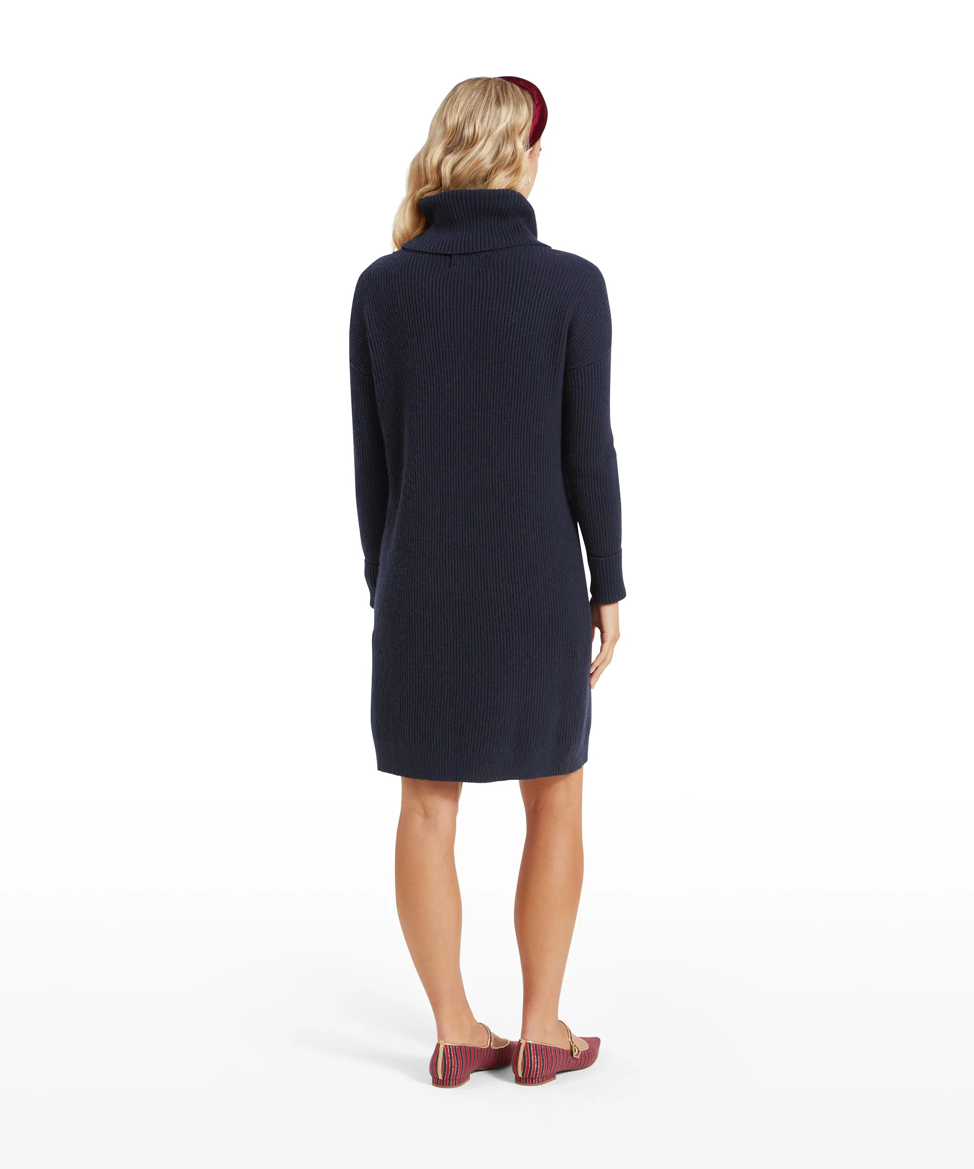 Filey Roll Neck Dress - Navy