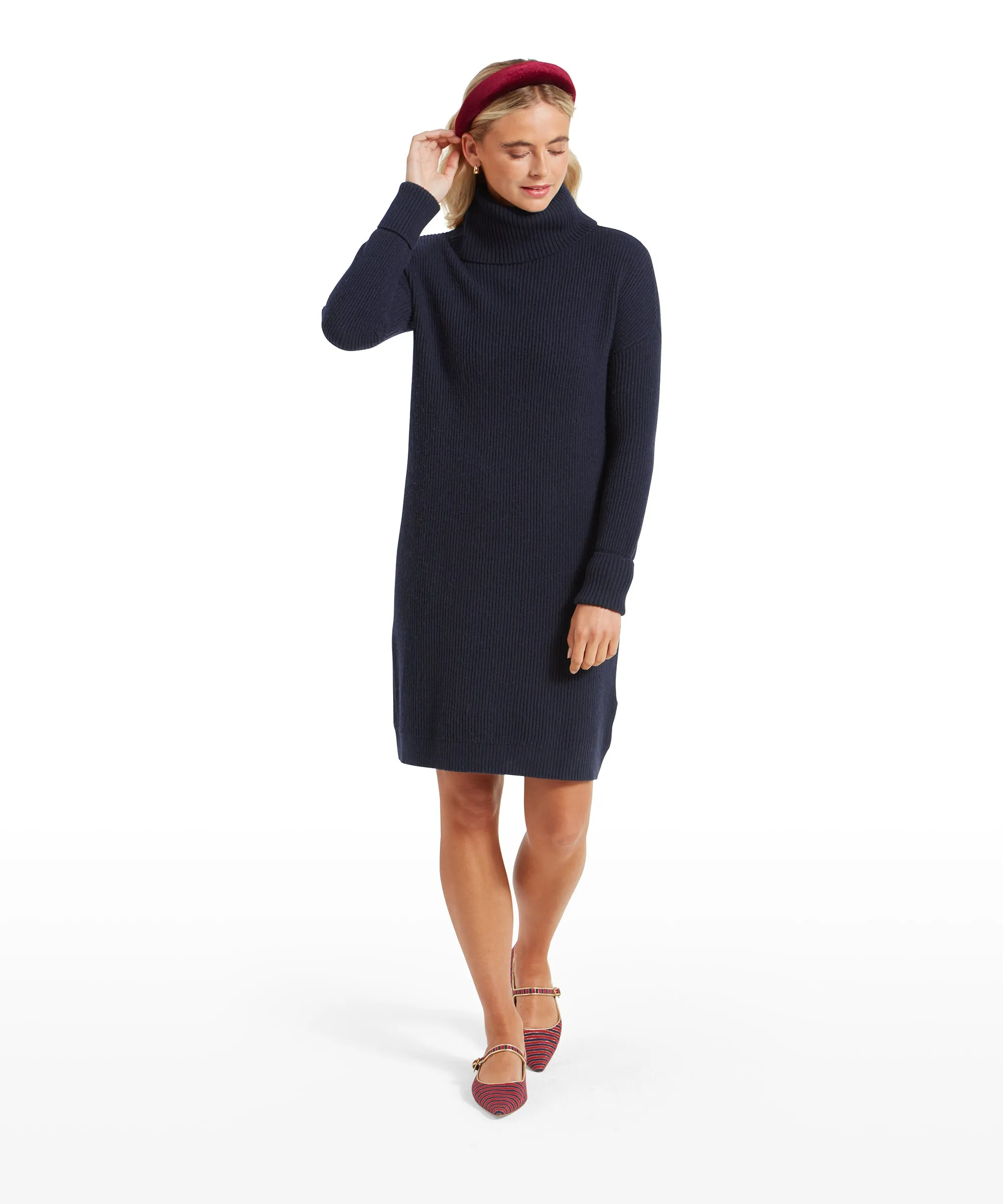 Filey Roll Neck Dress - Navy