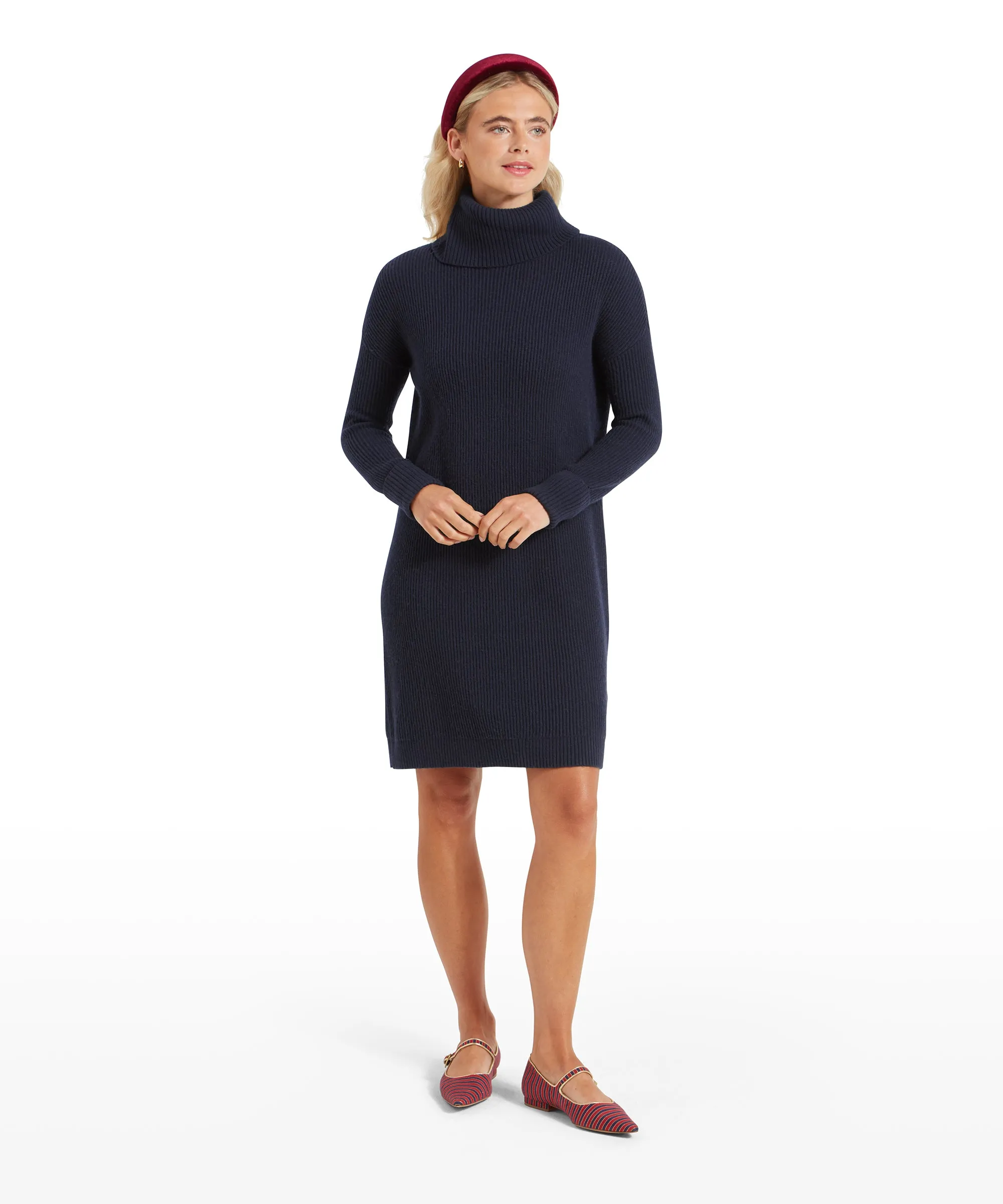 Filey Roll Neck Dress - Navy