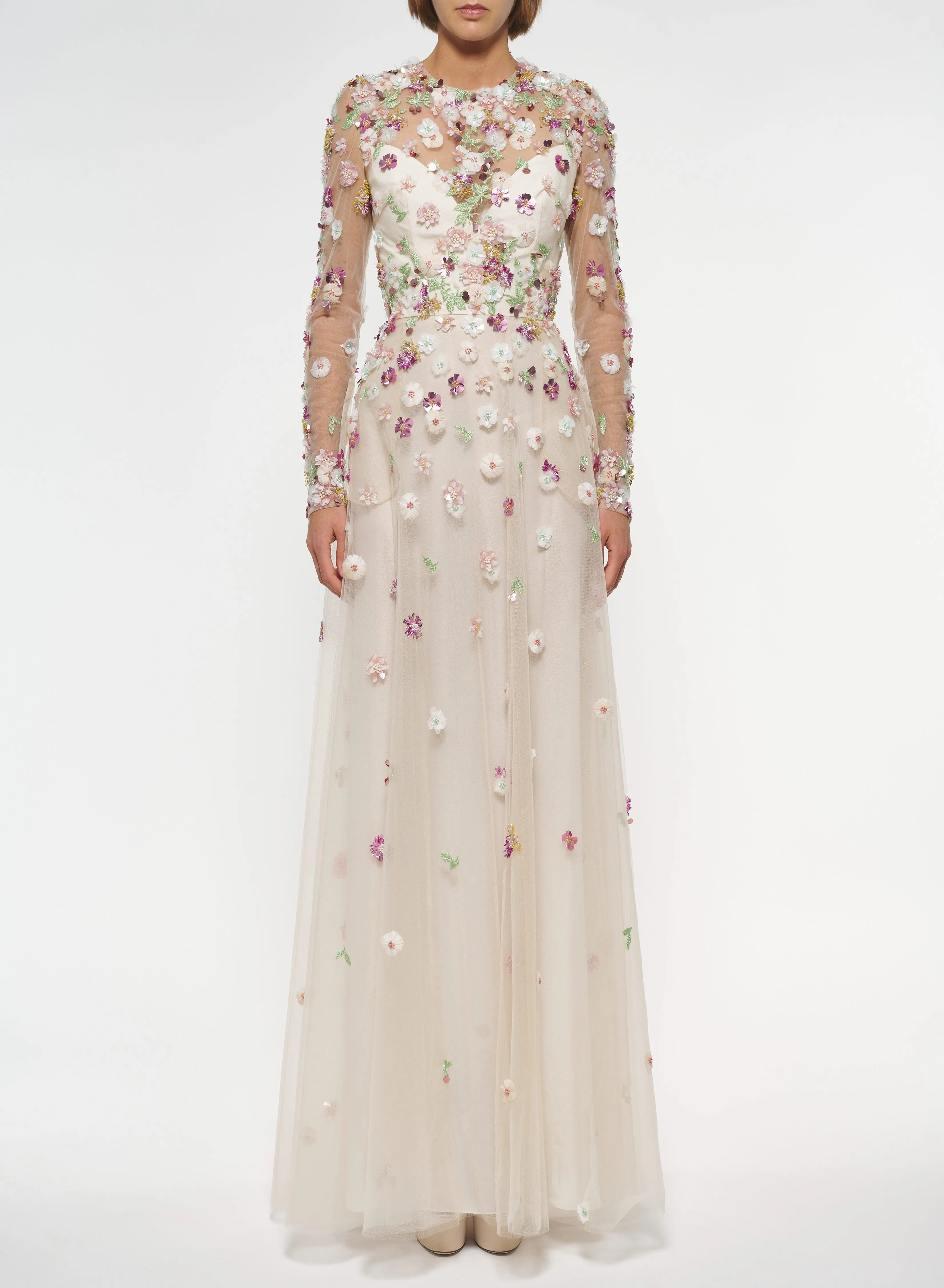 Floral Embroidered Tulle Dress