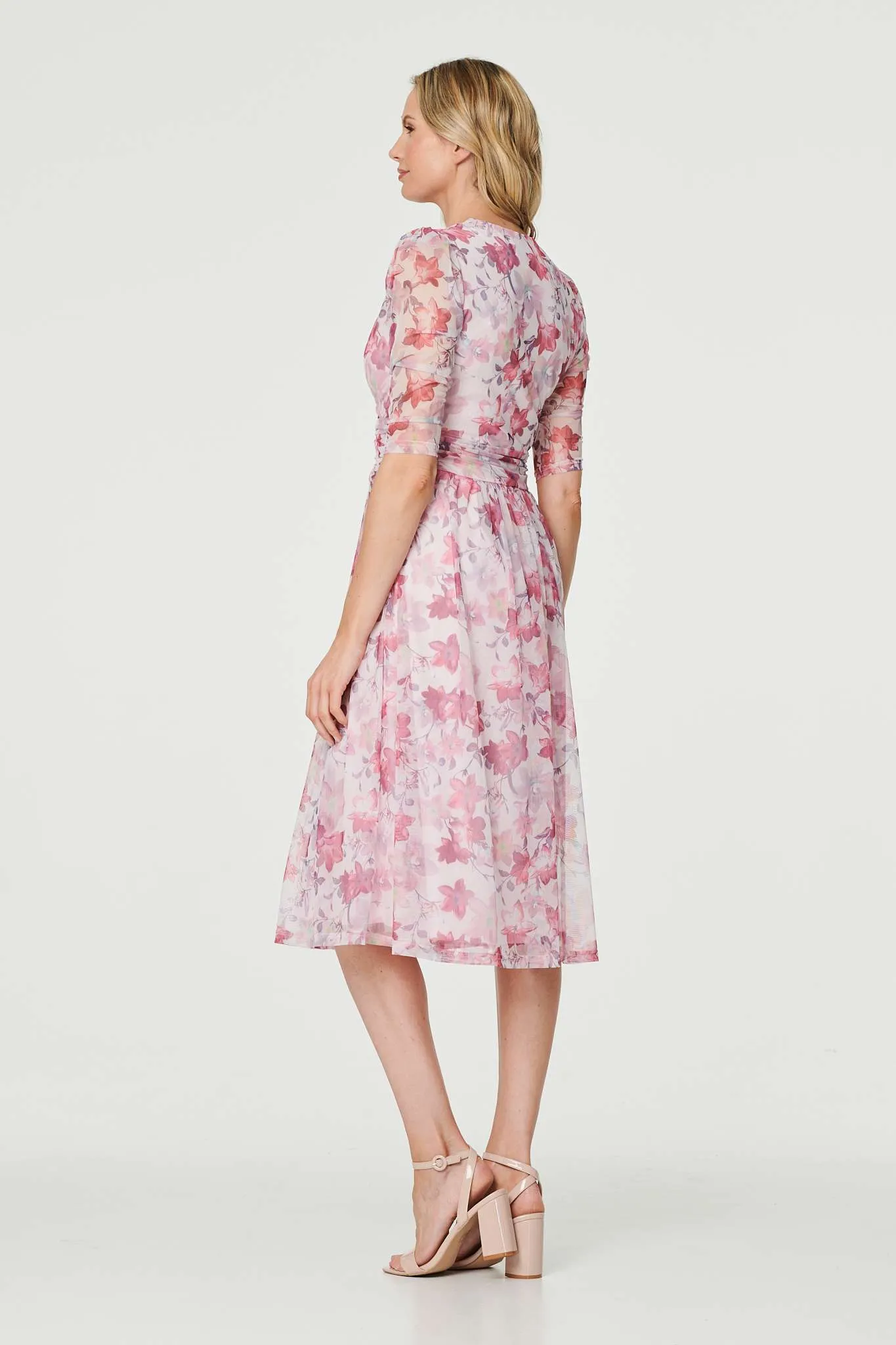 Floral Wrap Front Tea Dress