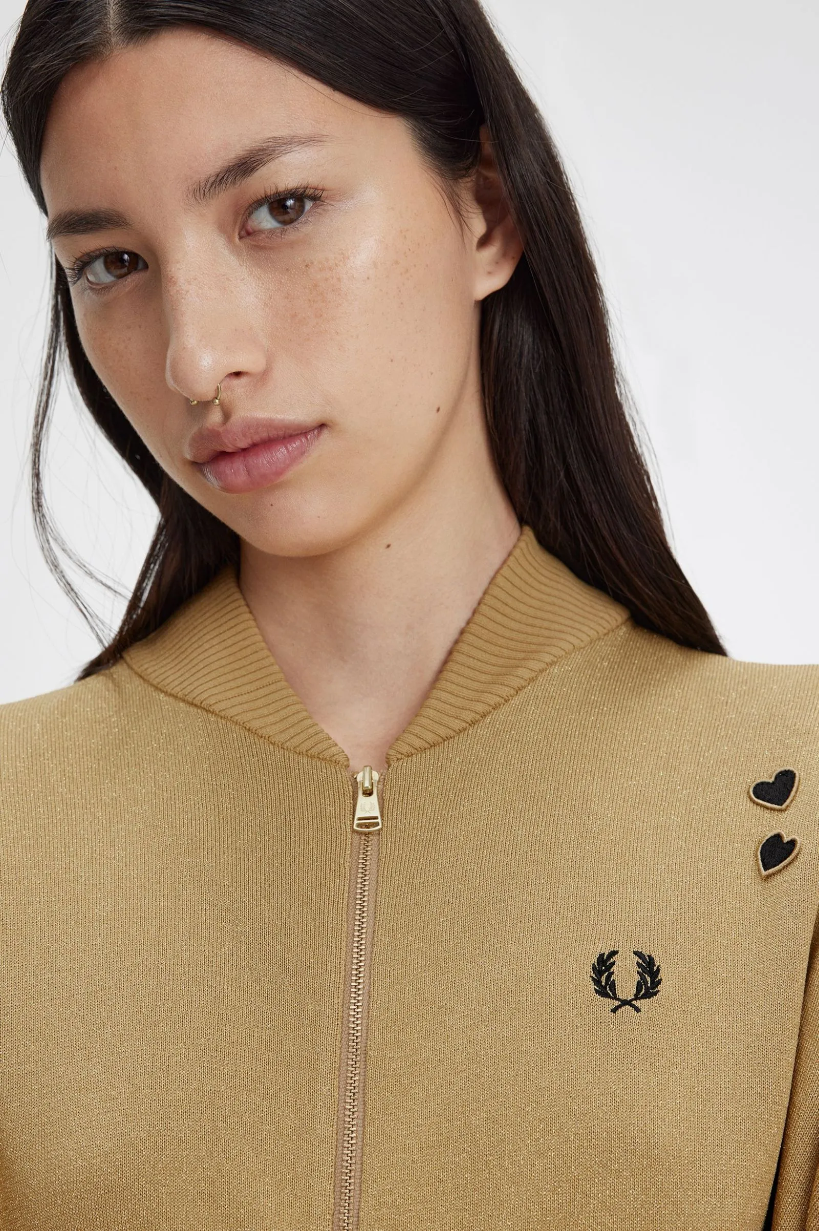 Fred Perry Amy Winehouse Metallic Knitted Bomber Jacket