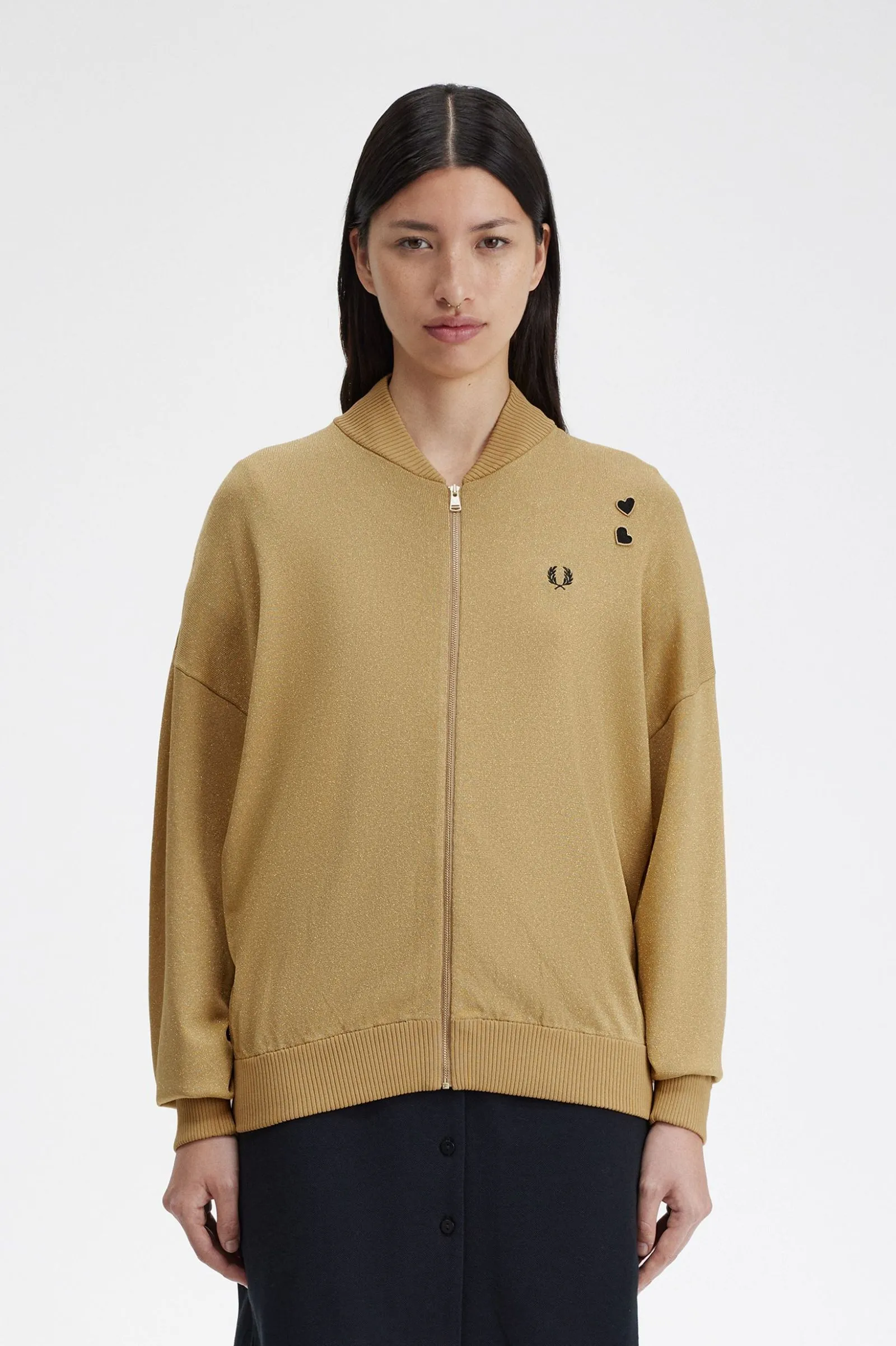 Fred Perry Amy Winehouse Metallic Knitted Bomber Jacket