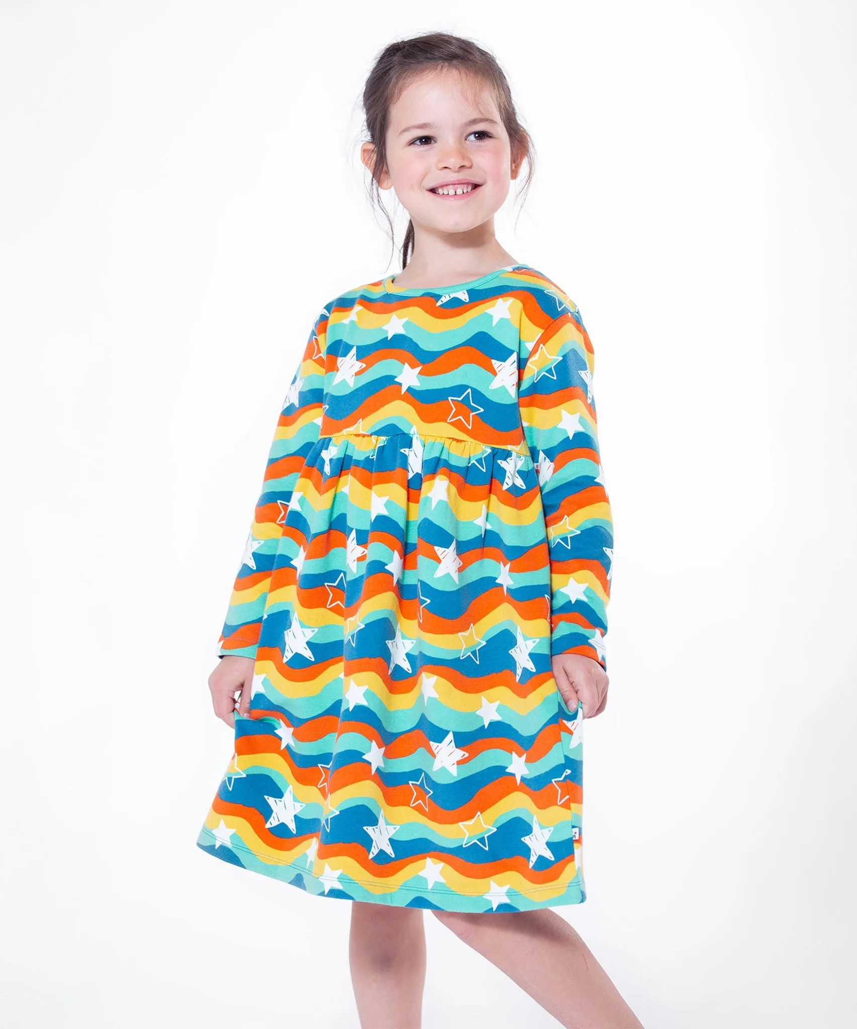 Frugi Cosy Amelia Dress - Wavy Stars