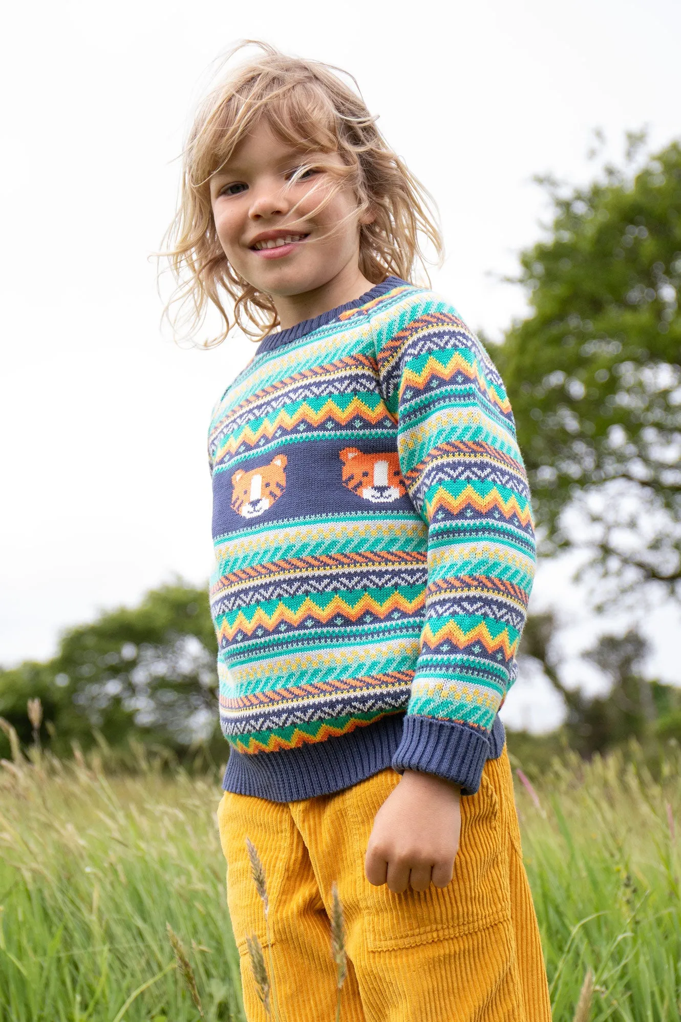 Frugi Fowey Fairisle Knitted Jumper Tiger