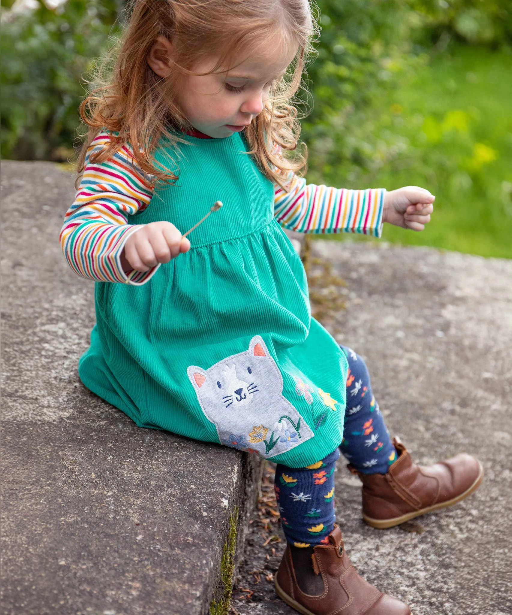 Frugi Lily Cord Dress - Iguana/Cat