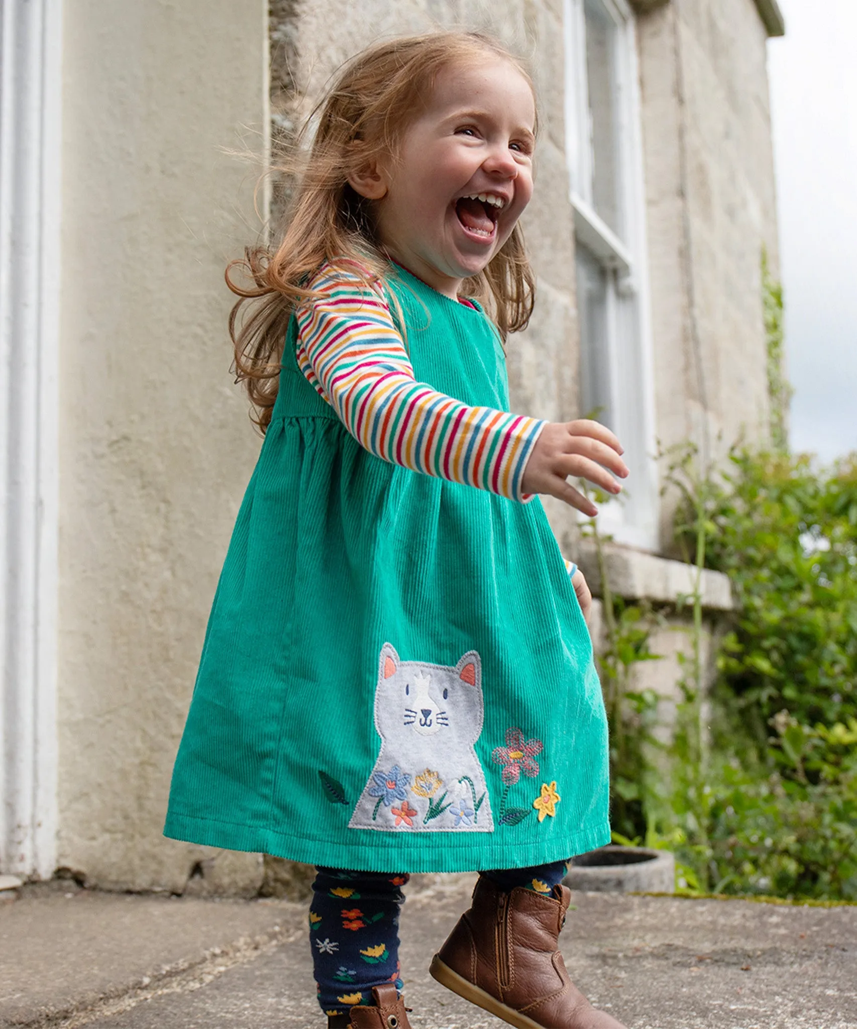 Frugi Lily Cord Dress - Iguana/Cat