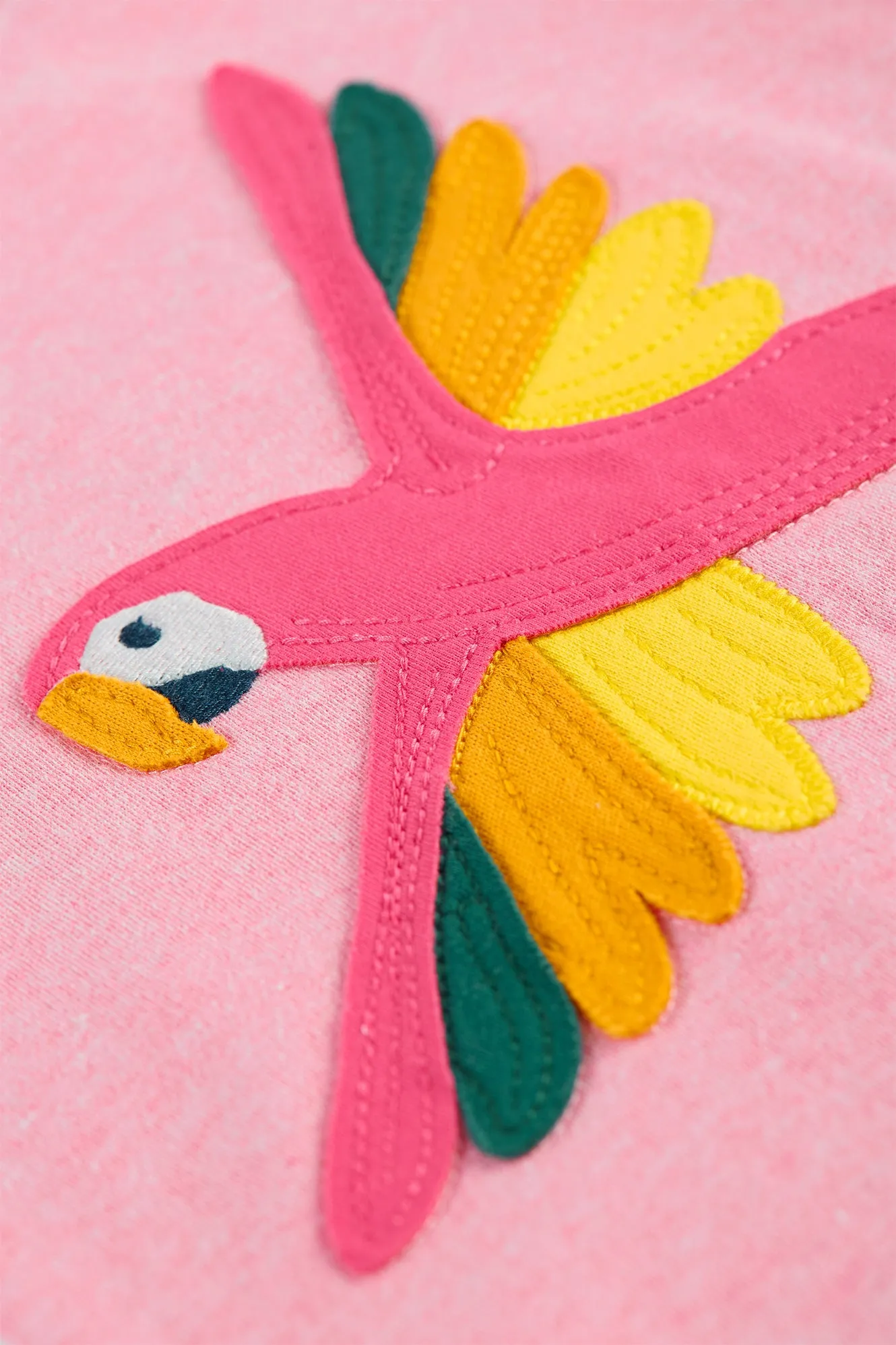 Frugi Little Creature T-Shirt Pink Marl Macaw