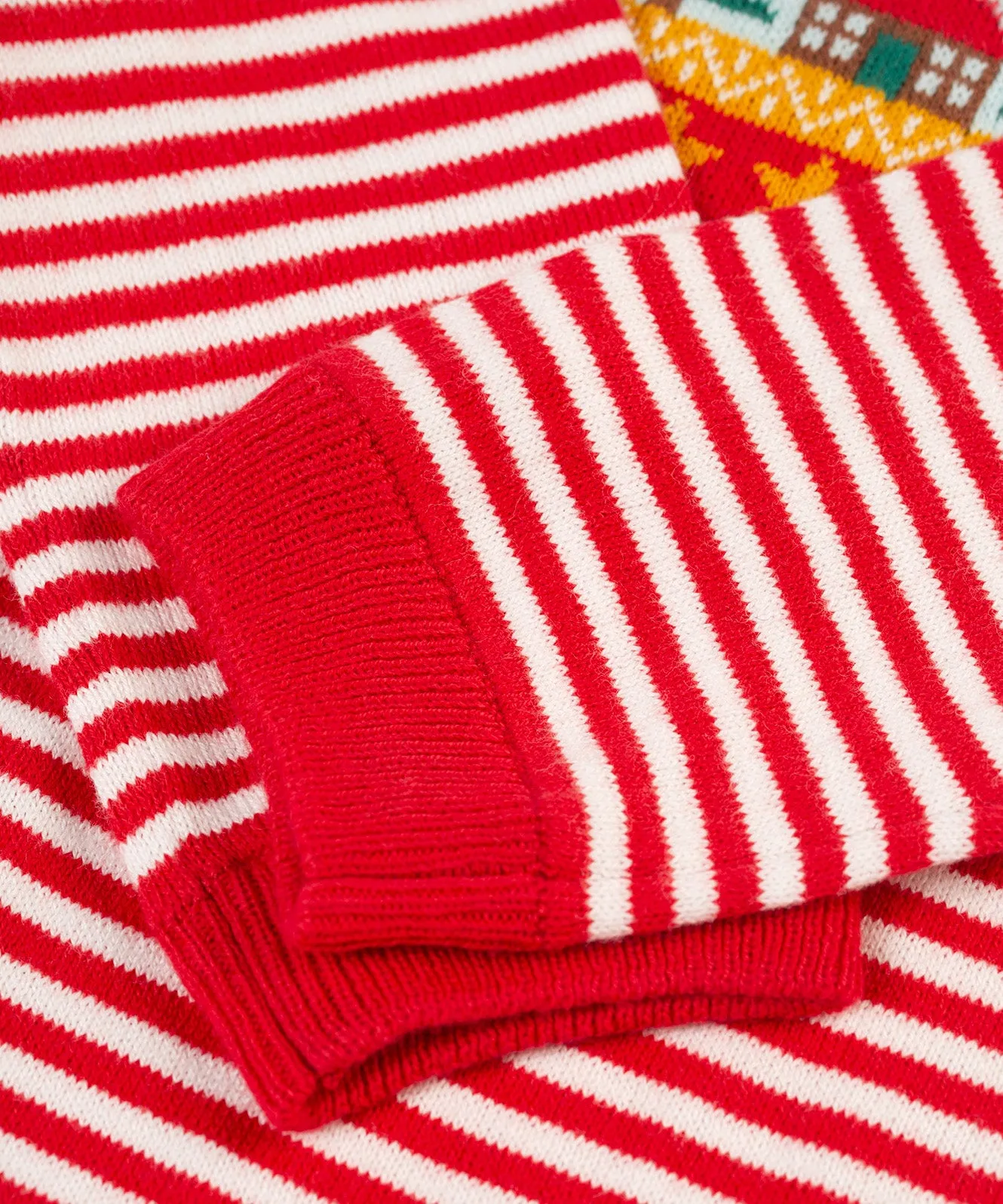 Frugi Lumi Knitted Romper - Fairisle Christmas Stripe