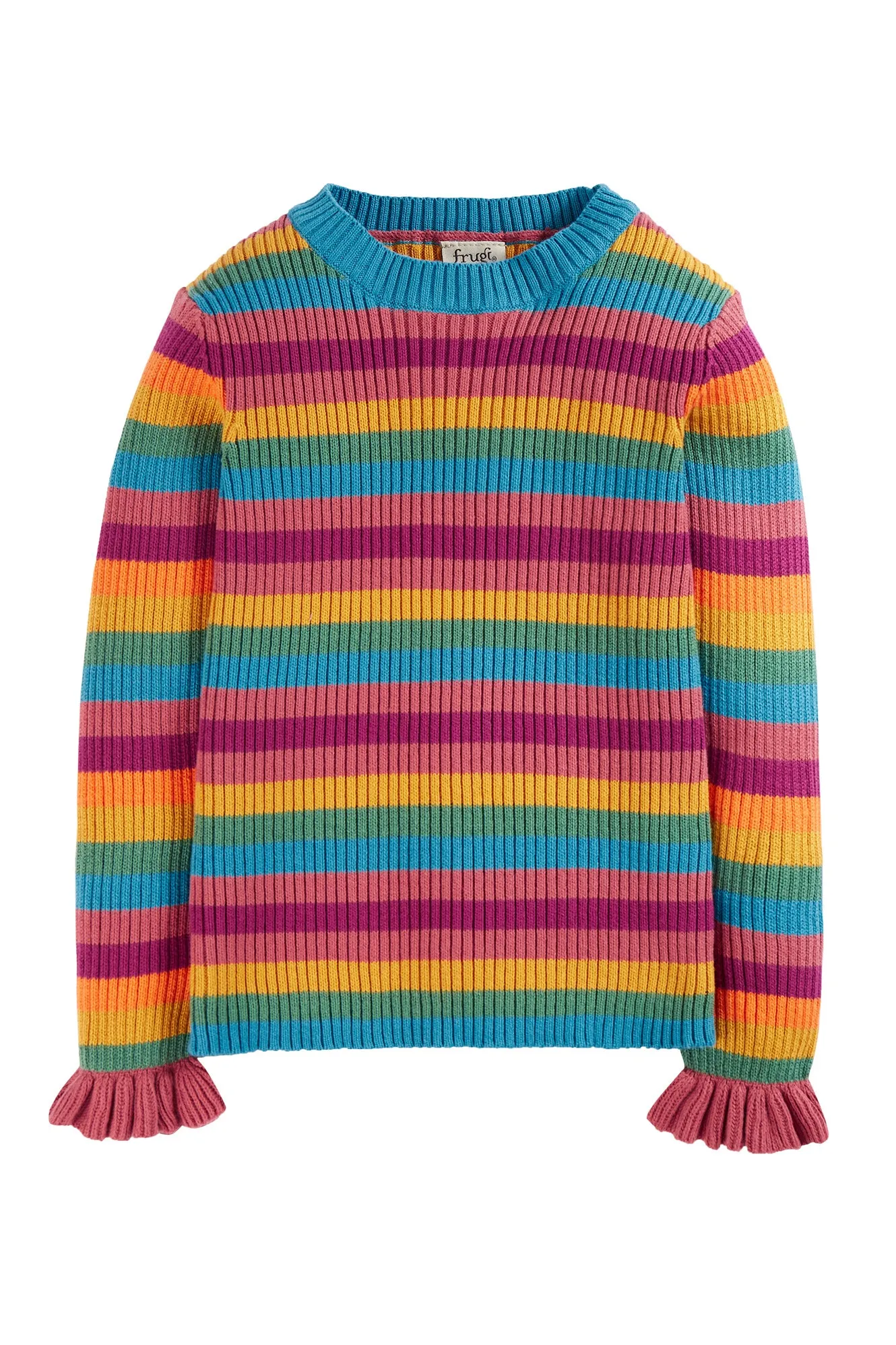 Frugi Zoe Knitted Jumper Rainbow Stripe