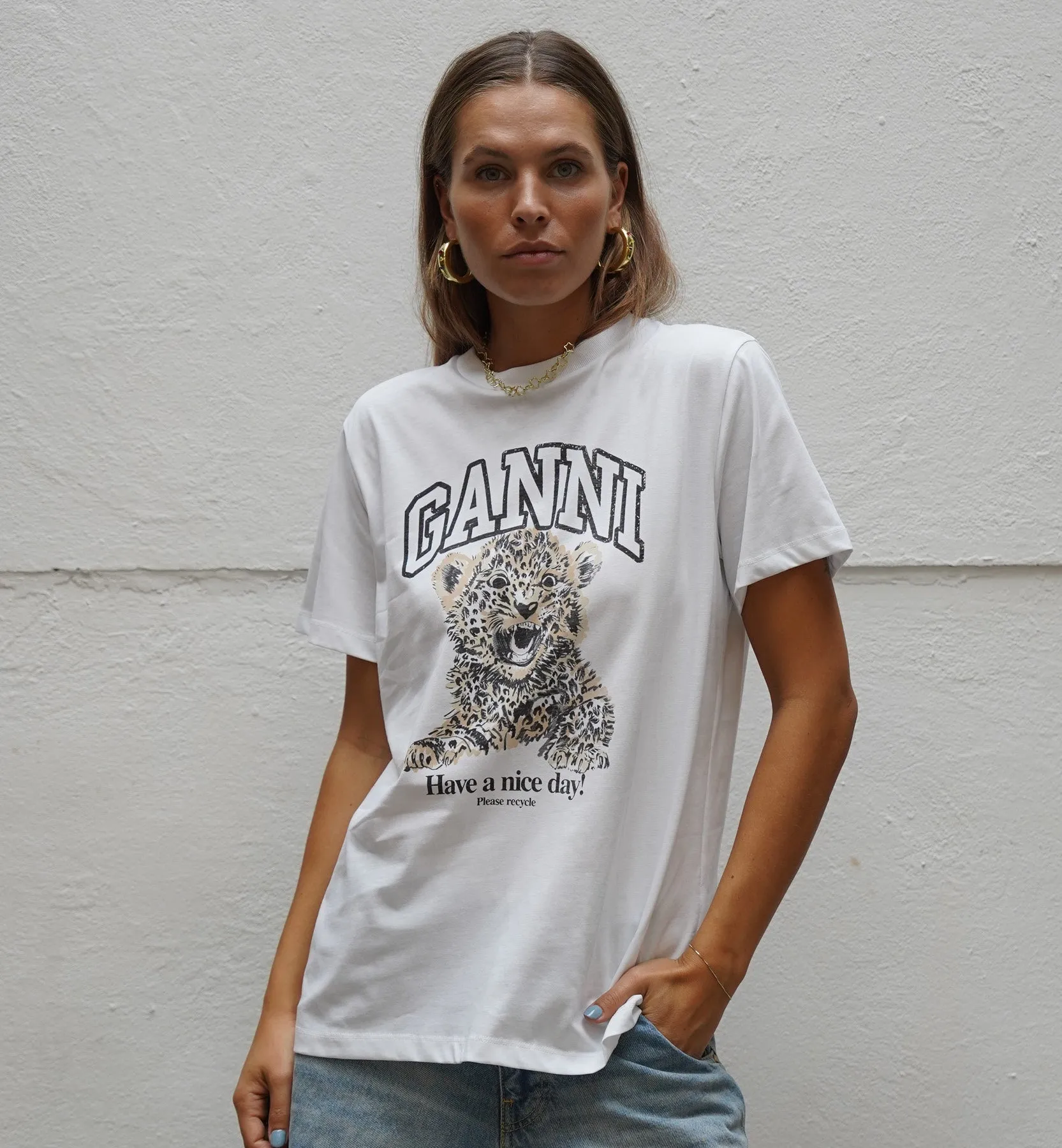 GANNI Basic Leopard T-shirt