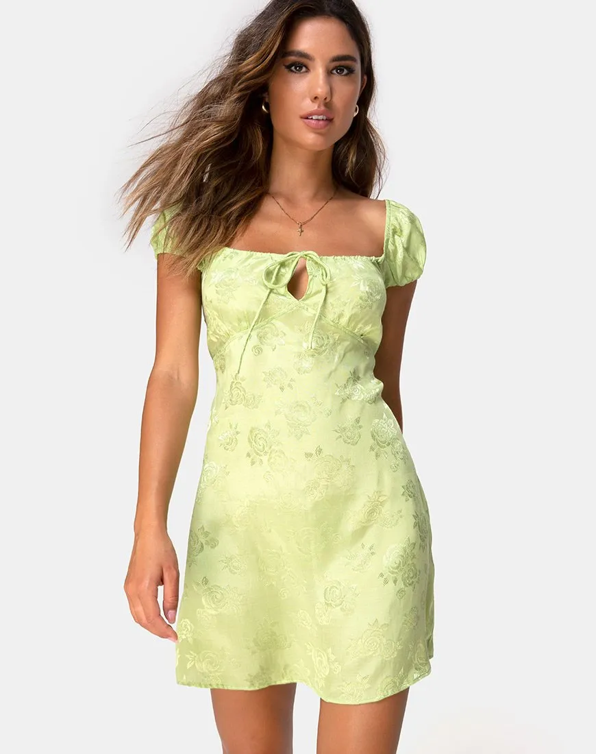 Gaval Mini Dress In Satin Rose Lime