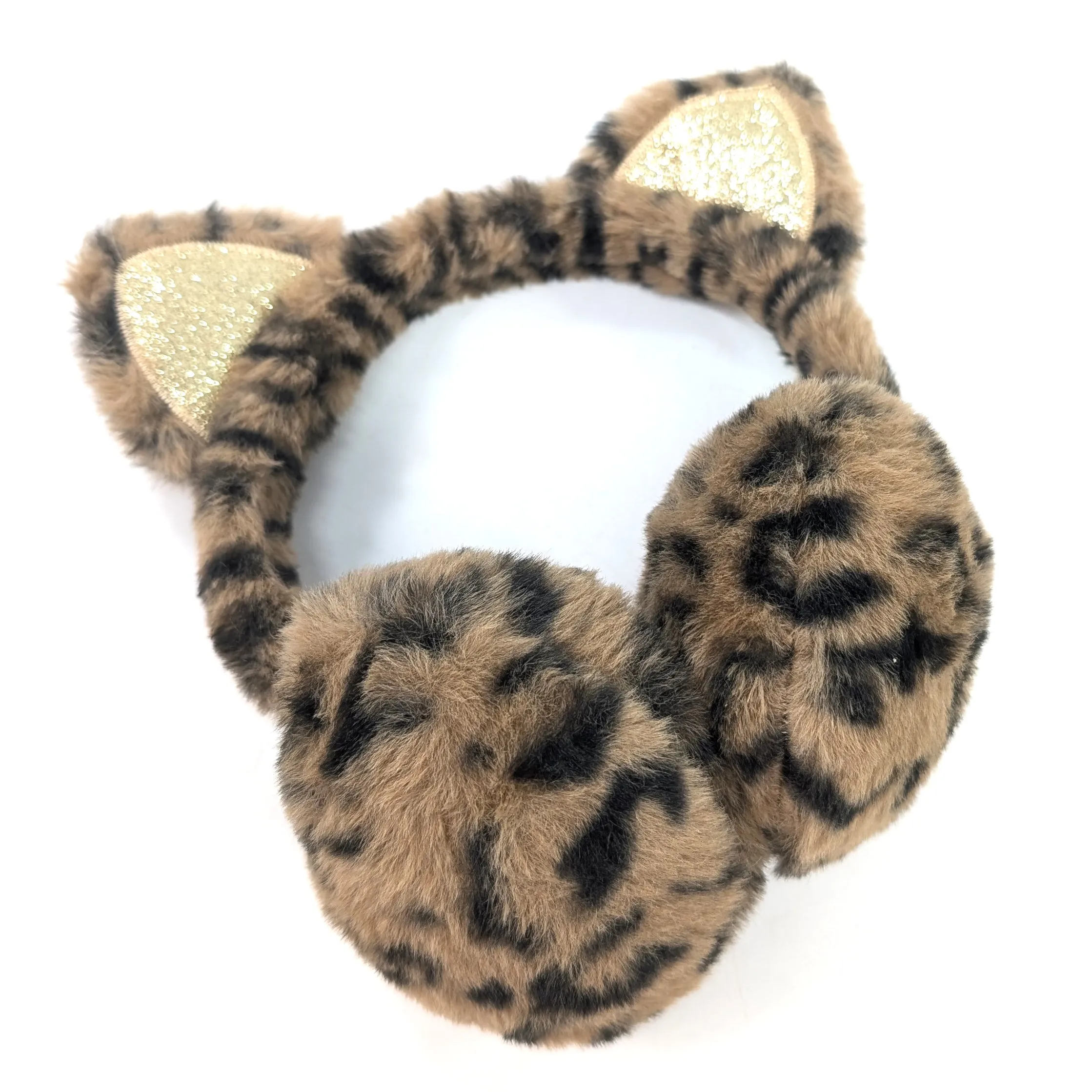 Glitter Cat Ear - Ear Muffs - Brown Animal Print