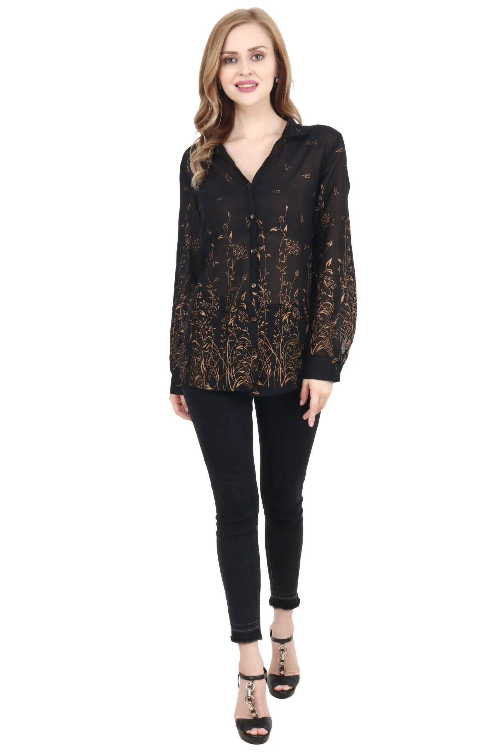 Golden Leaves Printed Shirt