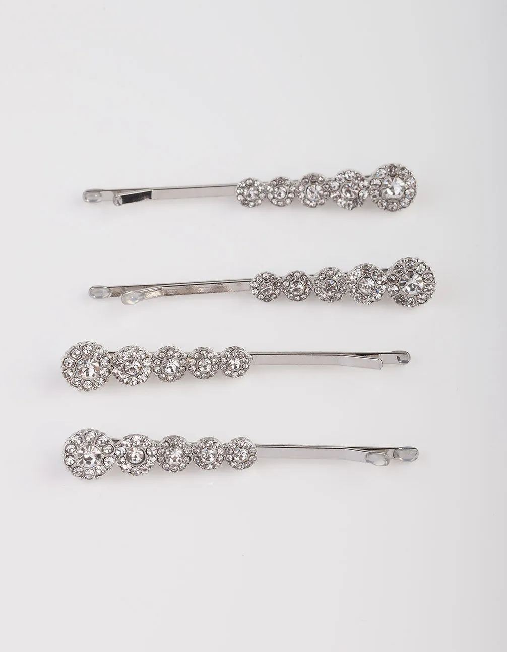 Graduated Diamante Stones Hair Pin 4-Pack