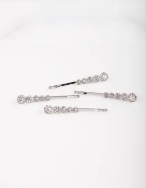 Graduated Diamante Stones Hair Pin 4-Pack