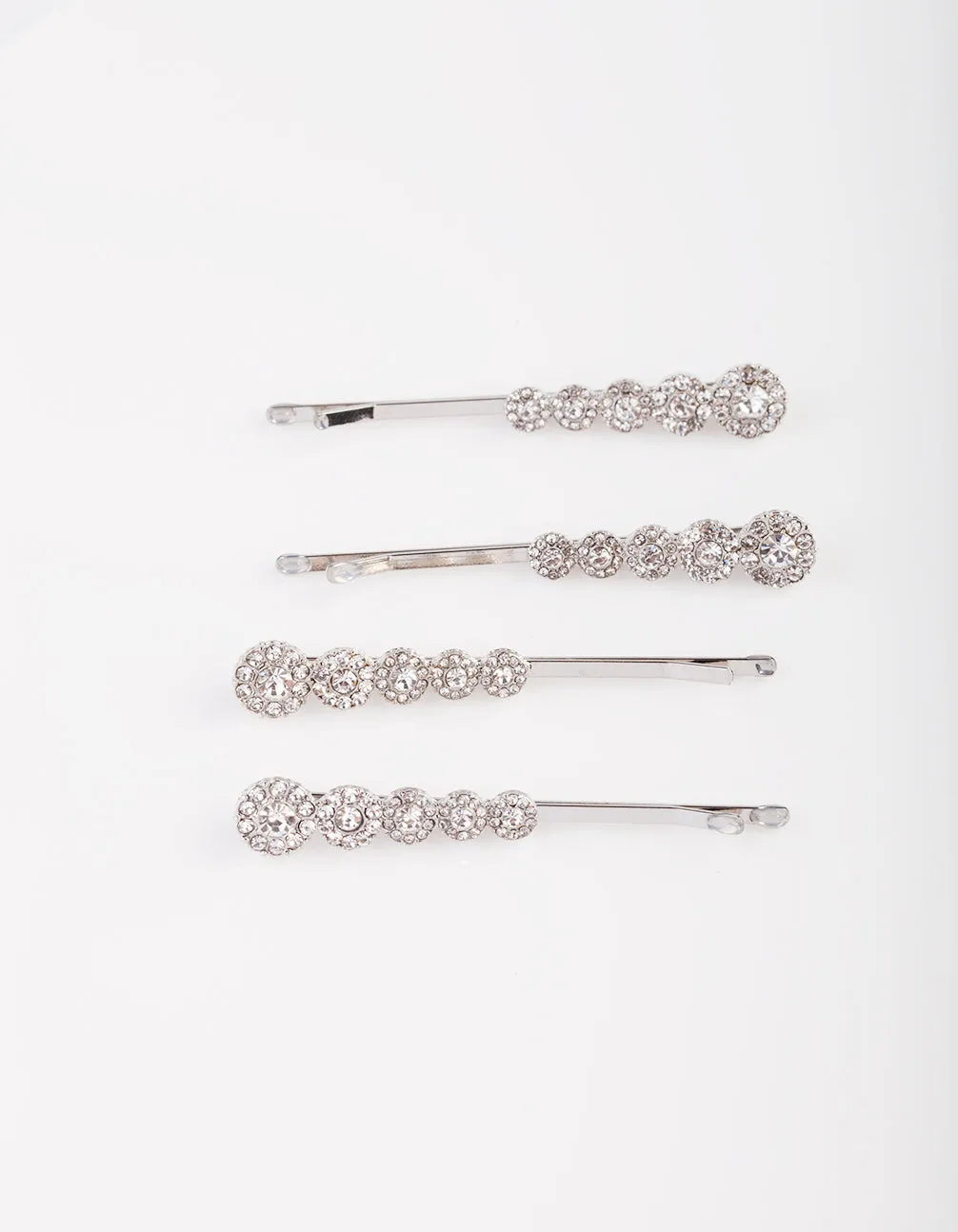 Graduated Diamante Stones Hair Pin 4-Pack