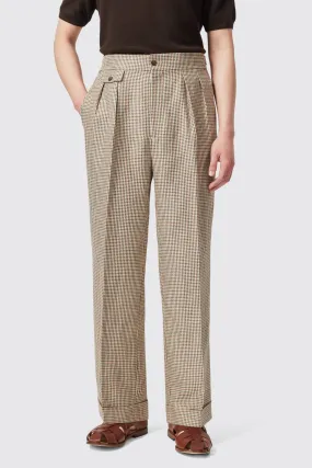 Grant Tailored Fit Neutral Puppytooth Cotton Co-ord Trousers - ARCHIVE