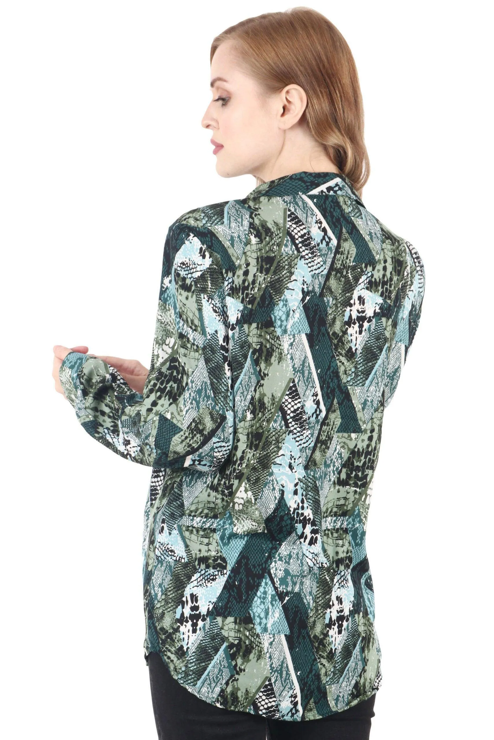 Green Abstract Square Printed Shirt