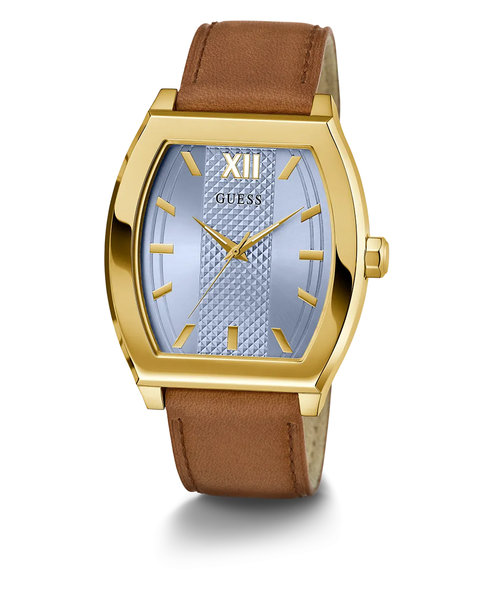 GUESS Mens Brown Gold Tone Analog Watch