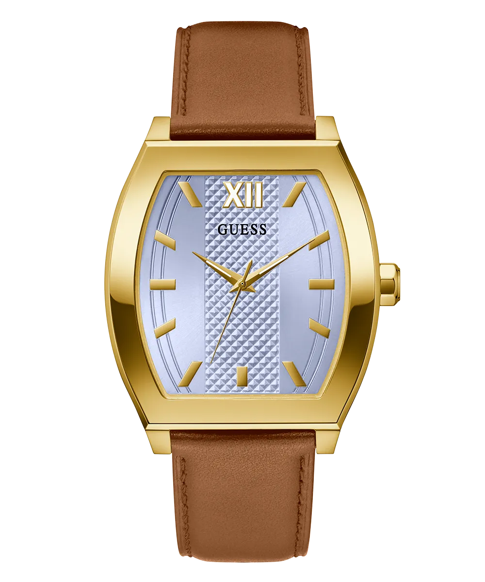 GUESS Mens Brown Gold Tone Analog Watch