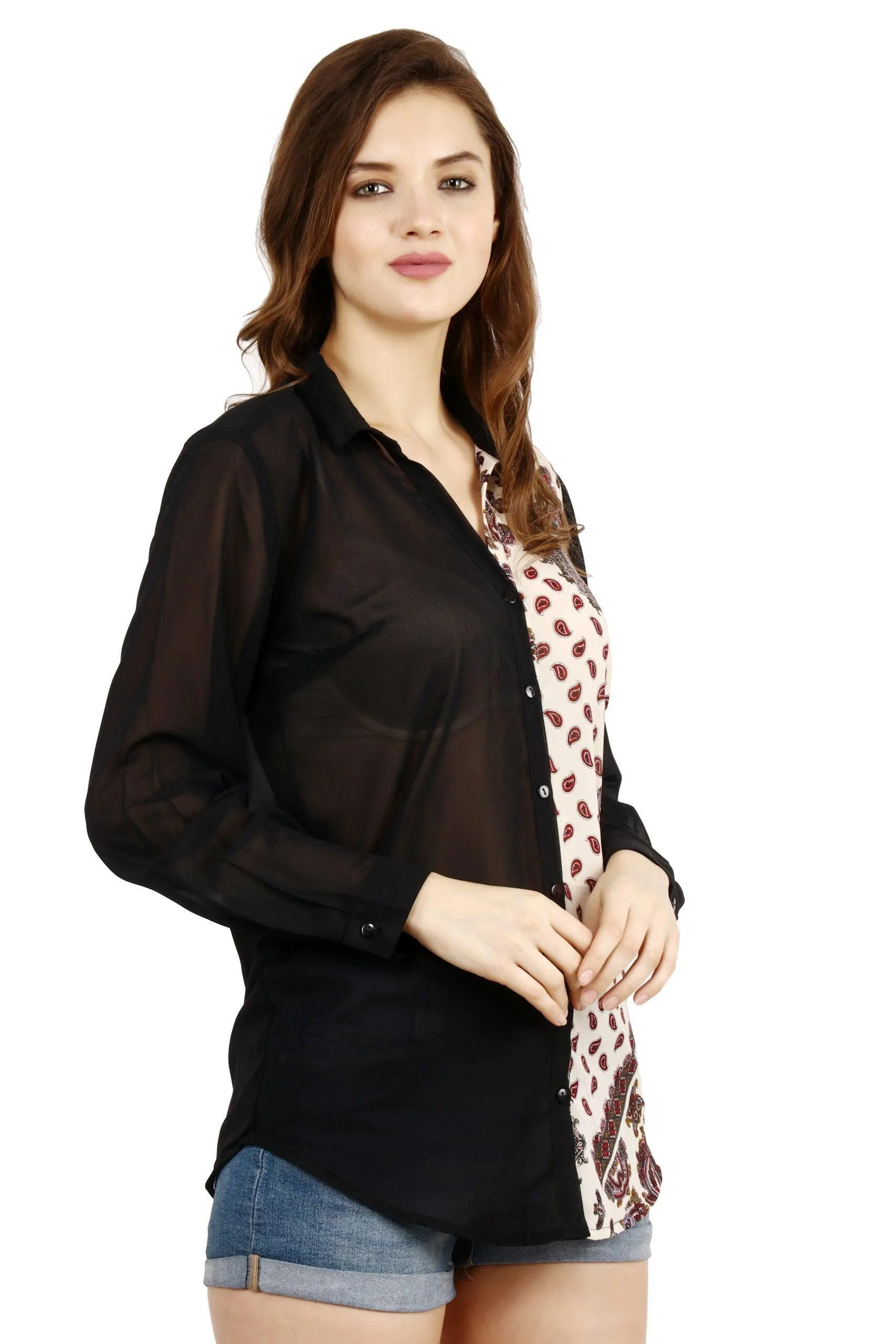 Half Black- Half Printed Shirt