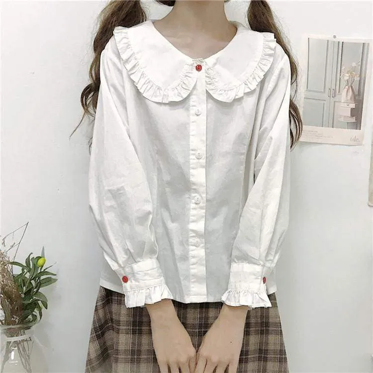 Harajuku Puff Sleeved Shirt With Rabbit Ear