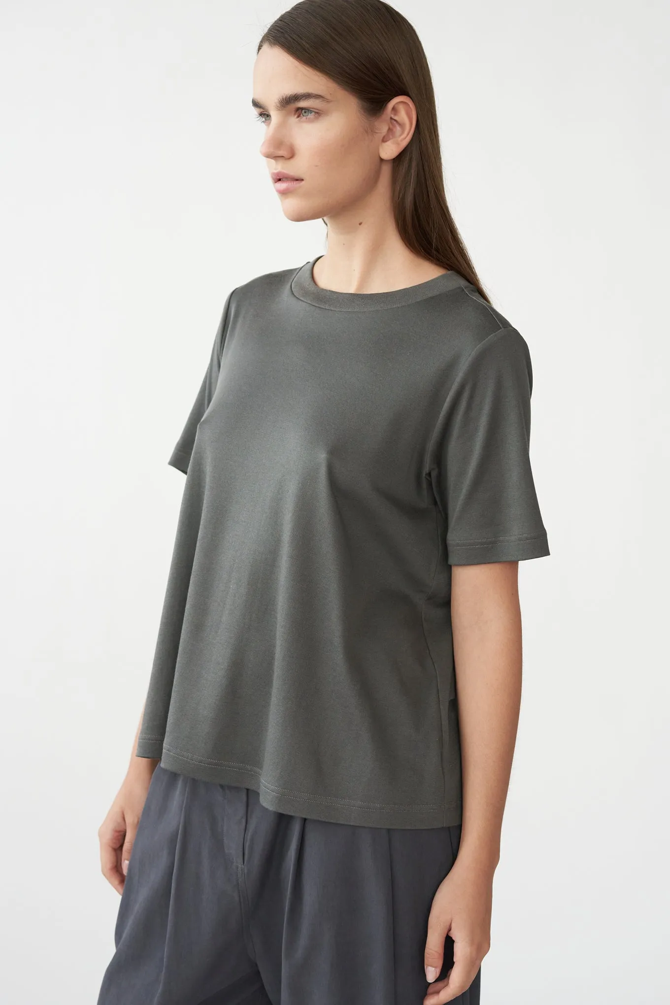 HAZE TEE - SAGE GREY - SILK/COTTON JERSEY