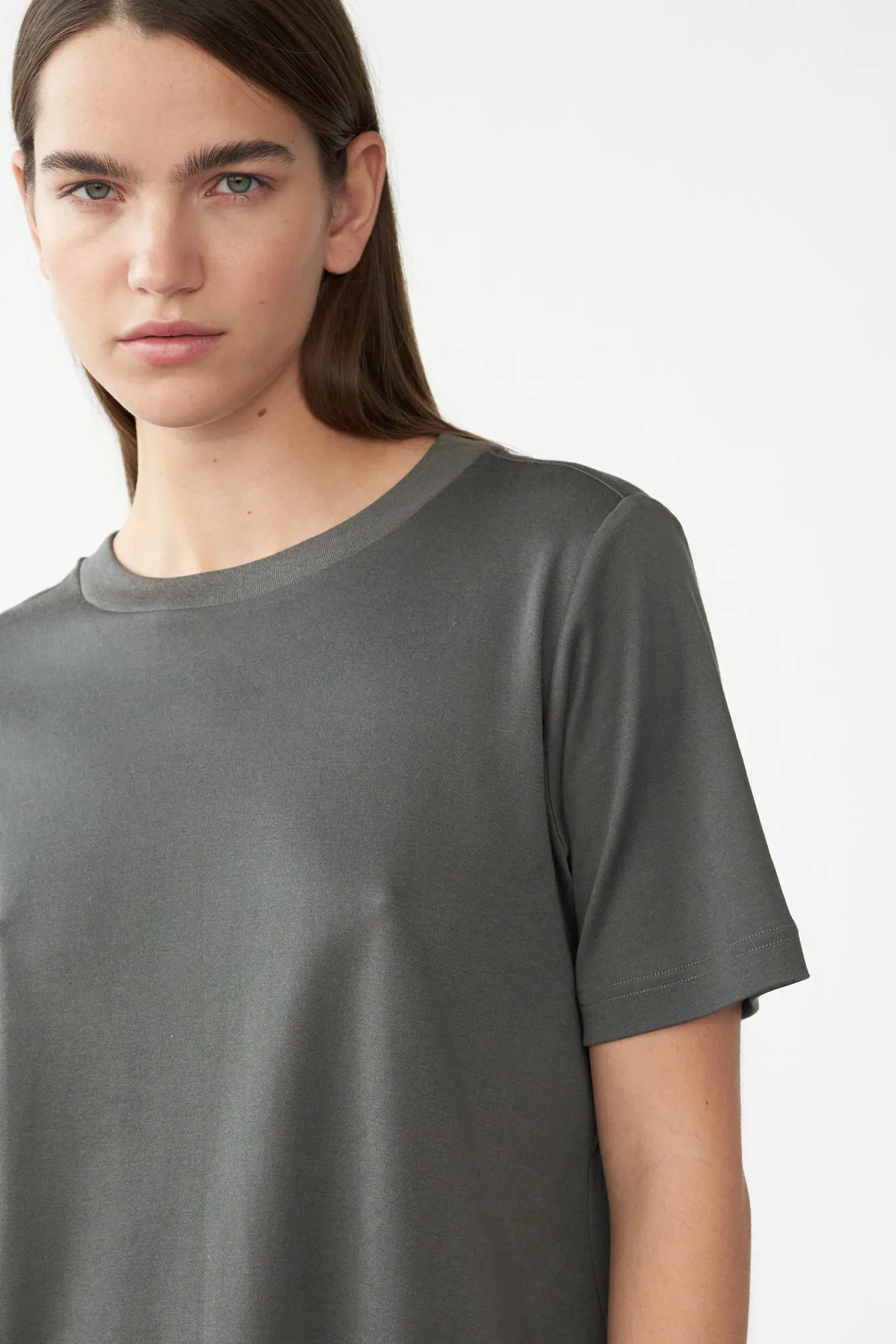 HAZE TEE - SAGE GREY - SILK/COTTON JERSEY