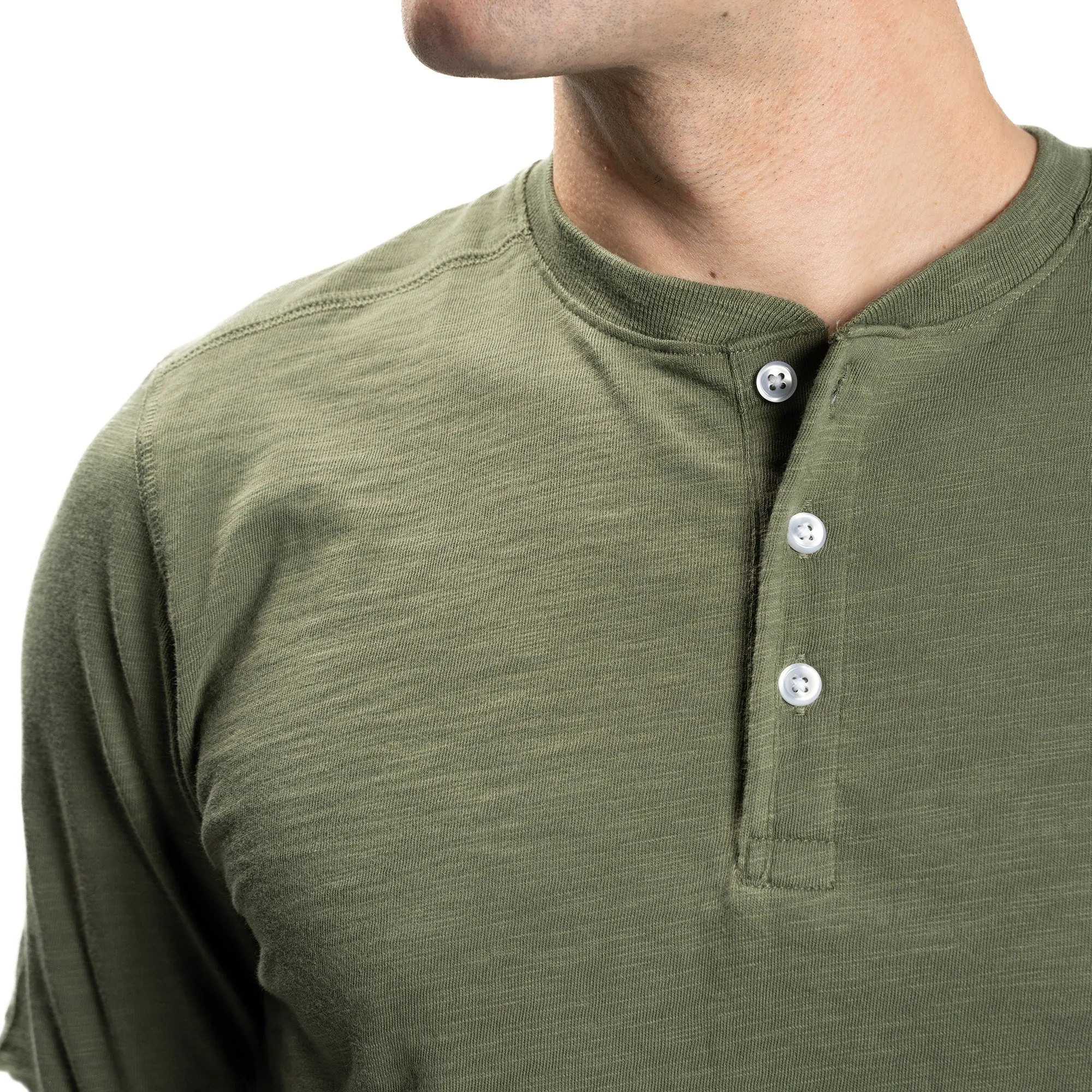 Henley Shirt Long Sleeve - Olive