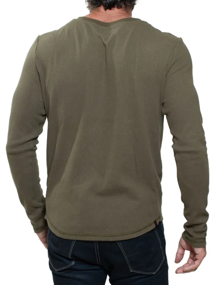 Henley Stitch'S Jeans Textured Knit T-Shirt in Olive Green