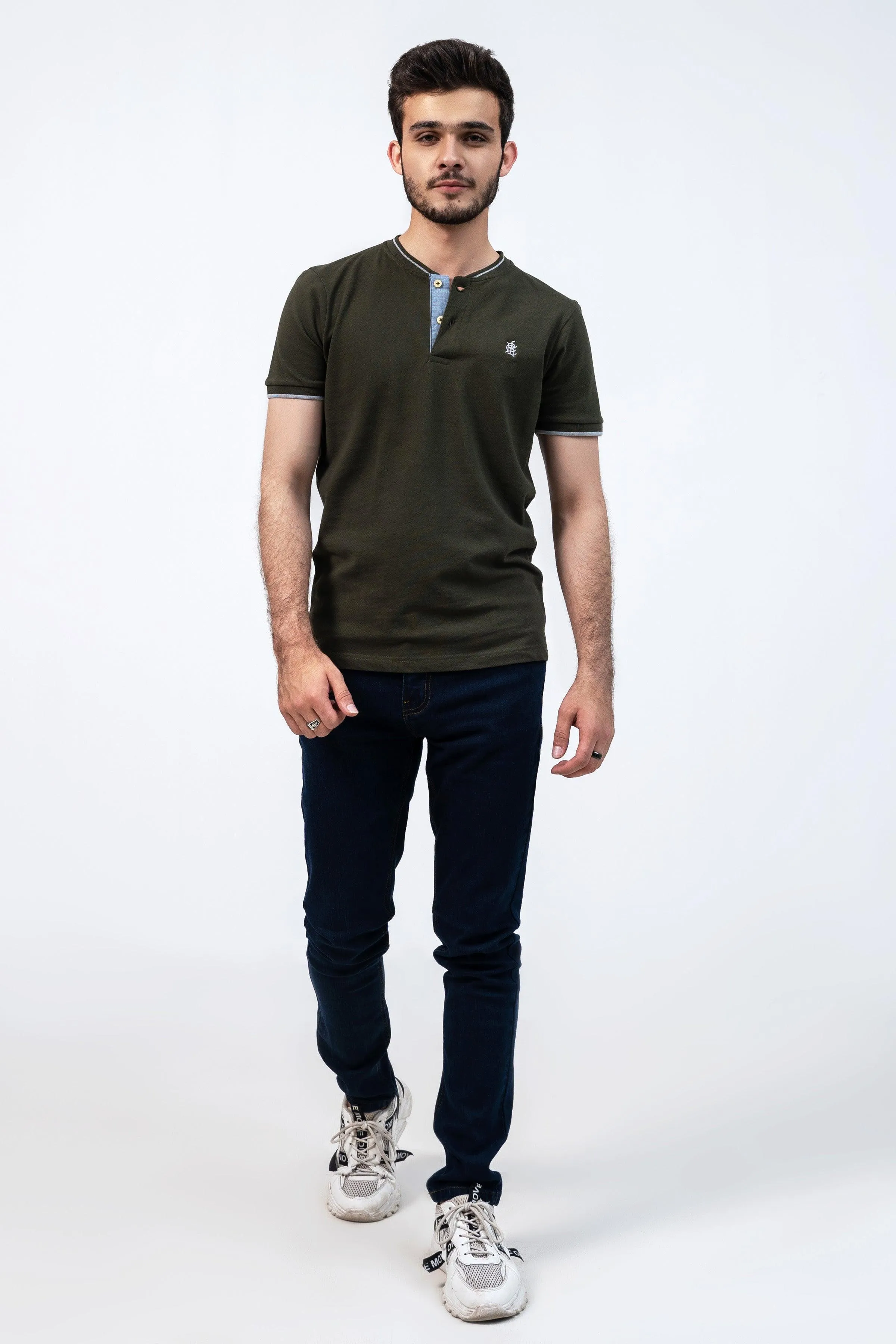 HENLEY T-SHIRT OLIVE GREEN