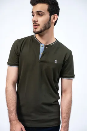 HENLEY T-SHIRT OLIVE GREEN