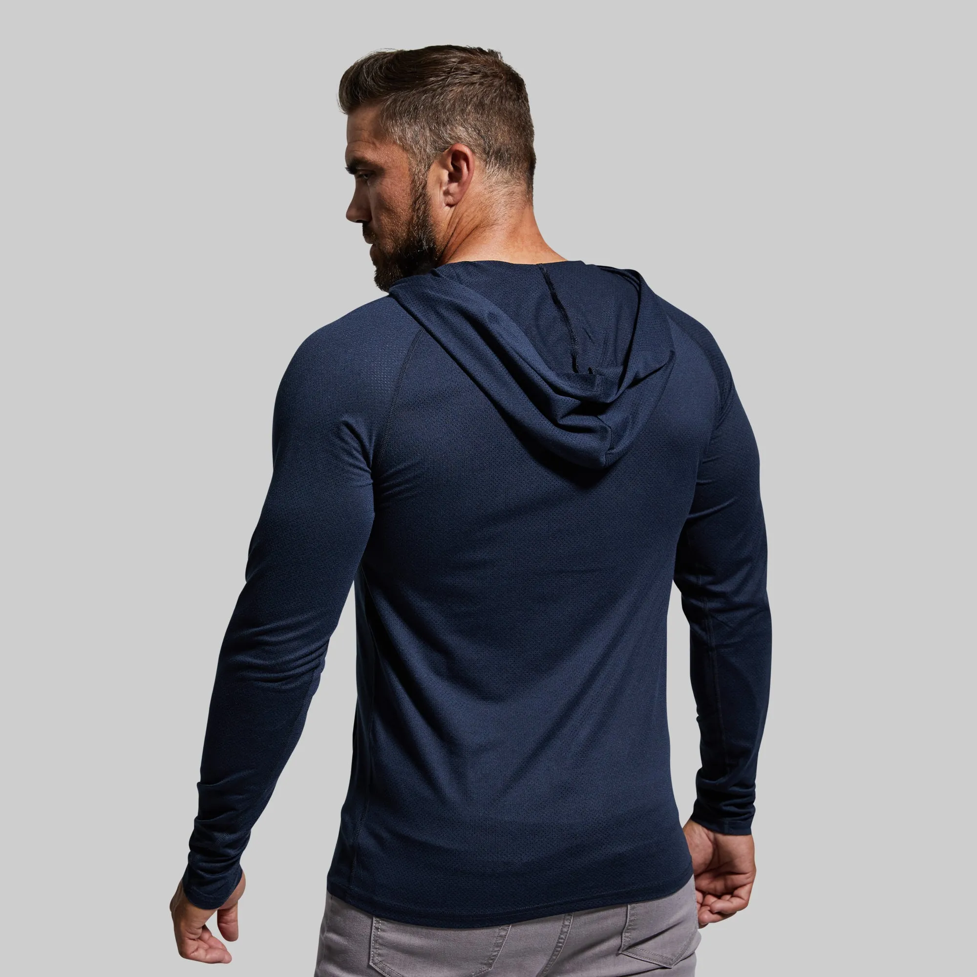 Heritage Henley Hoodie (Heather Navy)