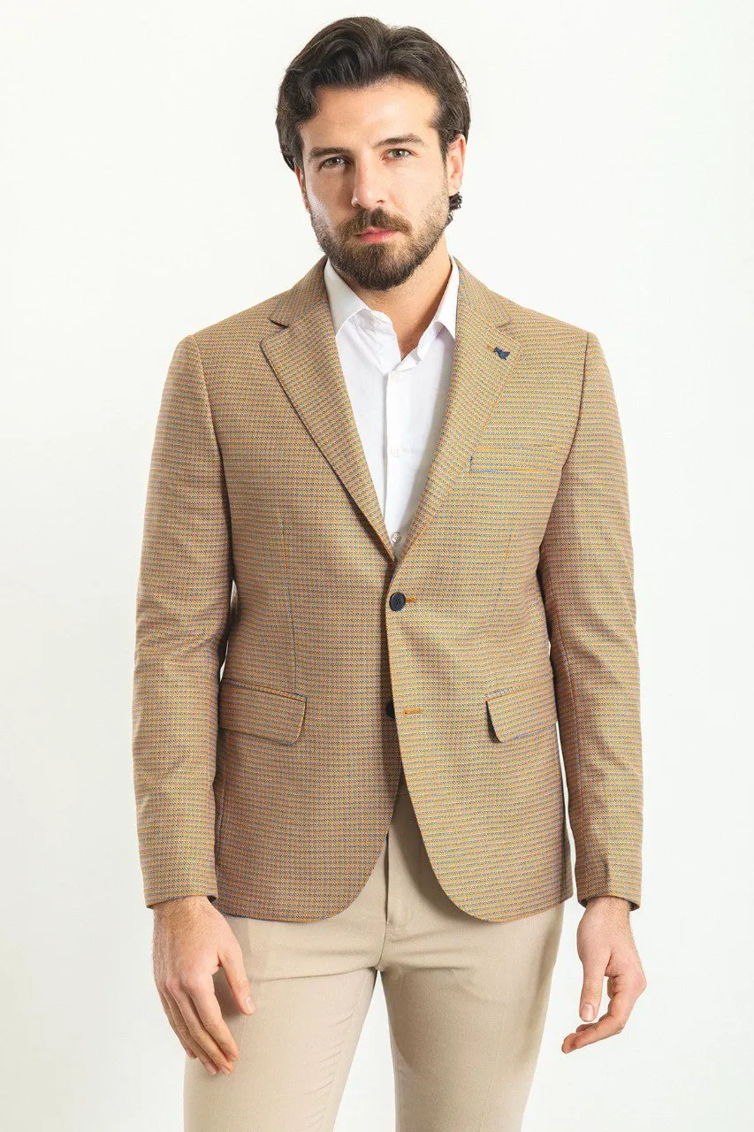 HolloMen Beige Checkered Blazer