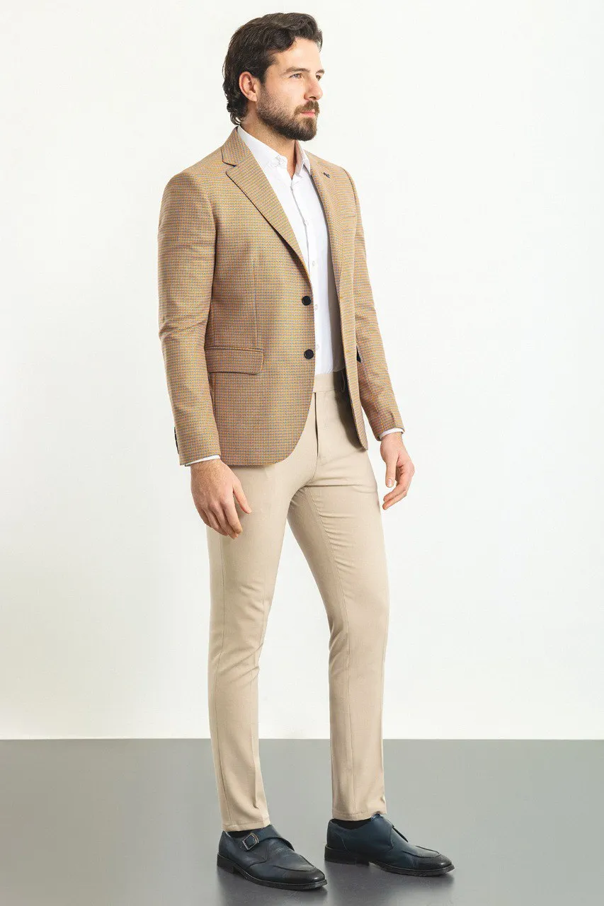 HolloMen Beige Checkered Blazer