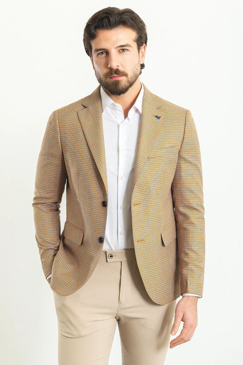 HolloMen Beige Checkered Blazer