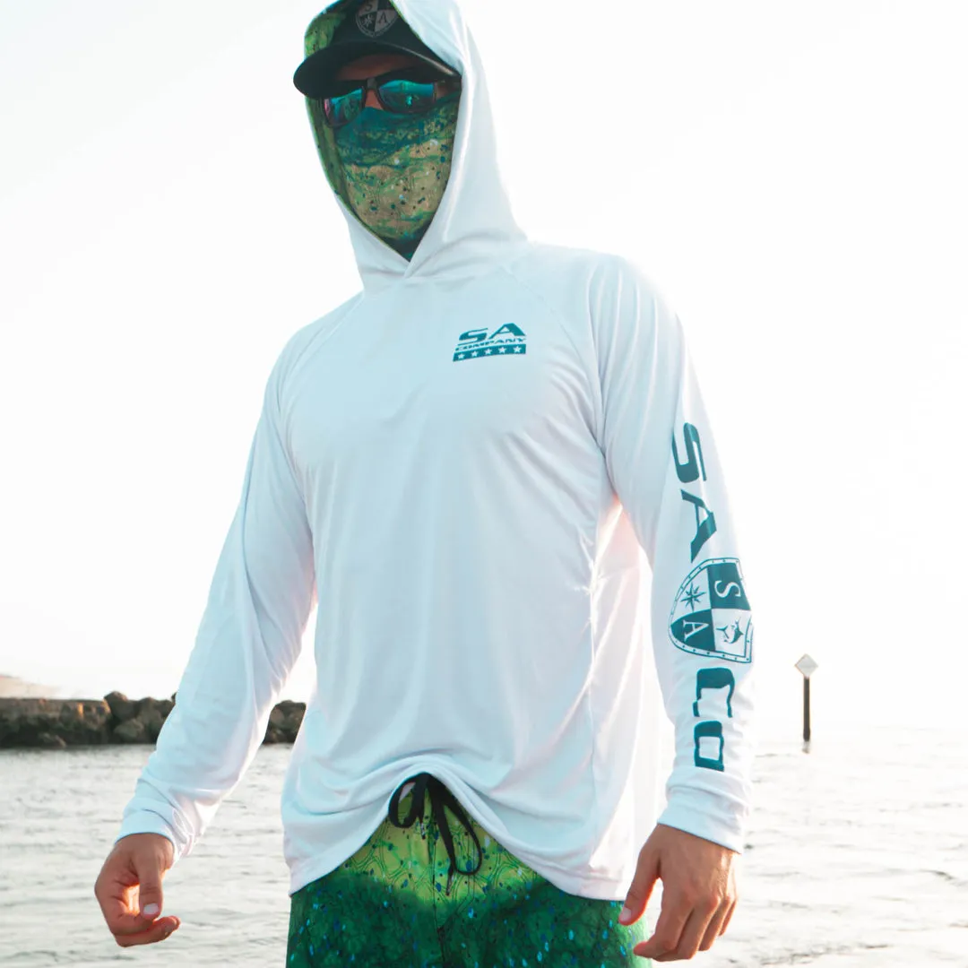 Hooded Performance Long Sleeve Shirt | White | Mahi