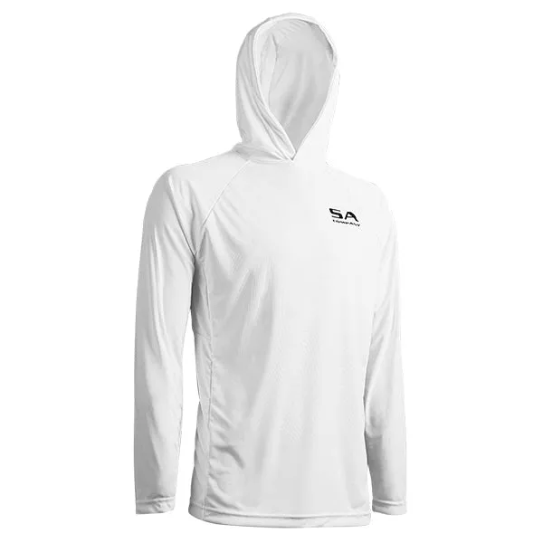 Hooded Performance Long Sleeve Shirt | White | SA Company