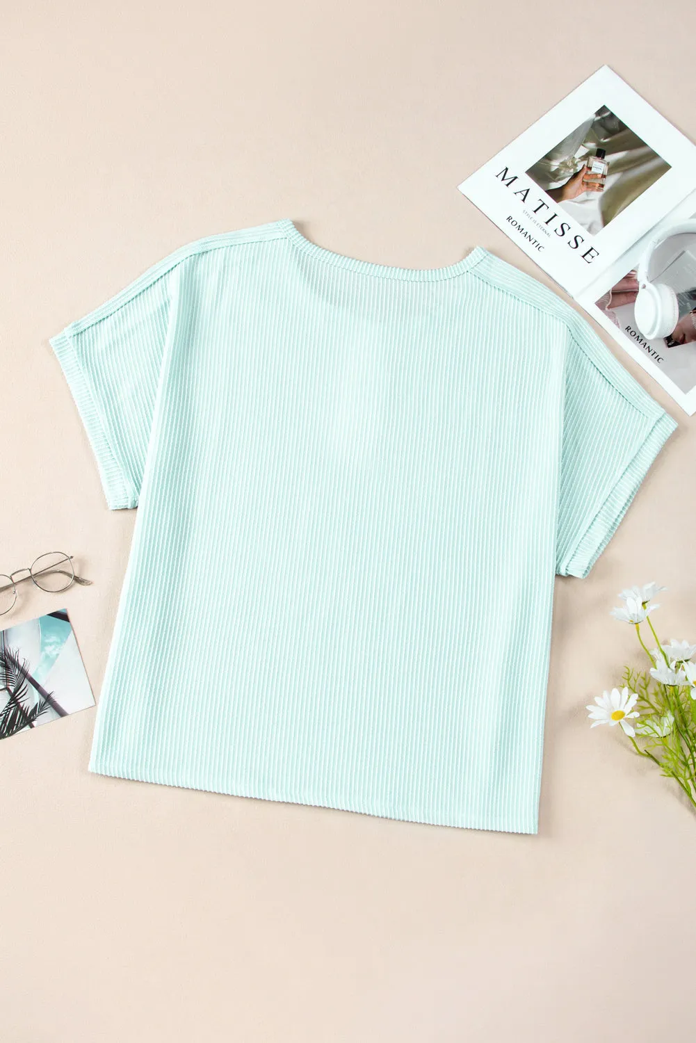 Iceland Blue Plus Size Textured Henley T Shirt